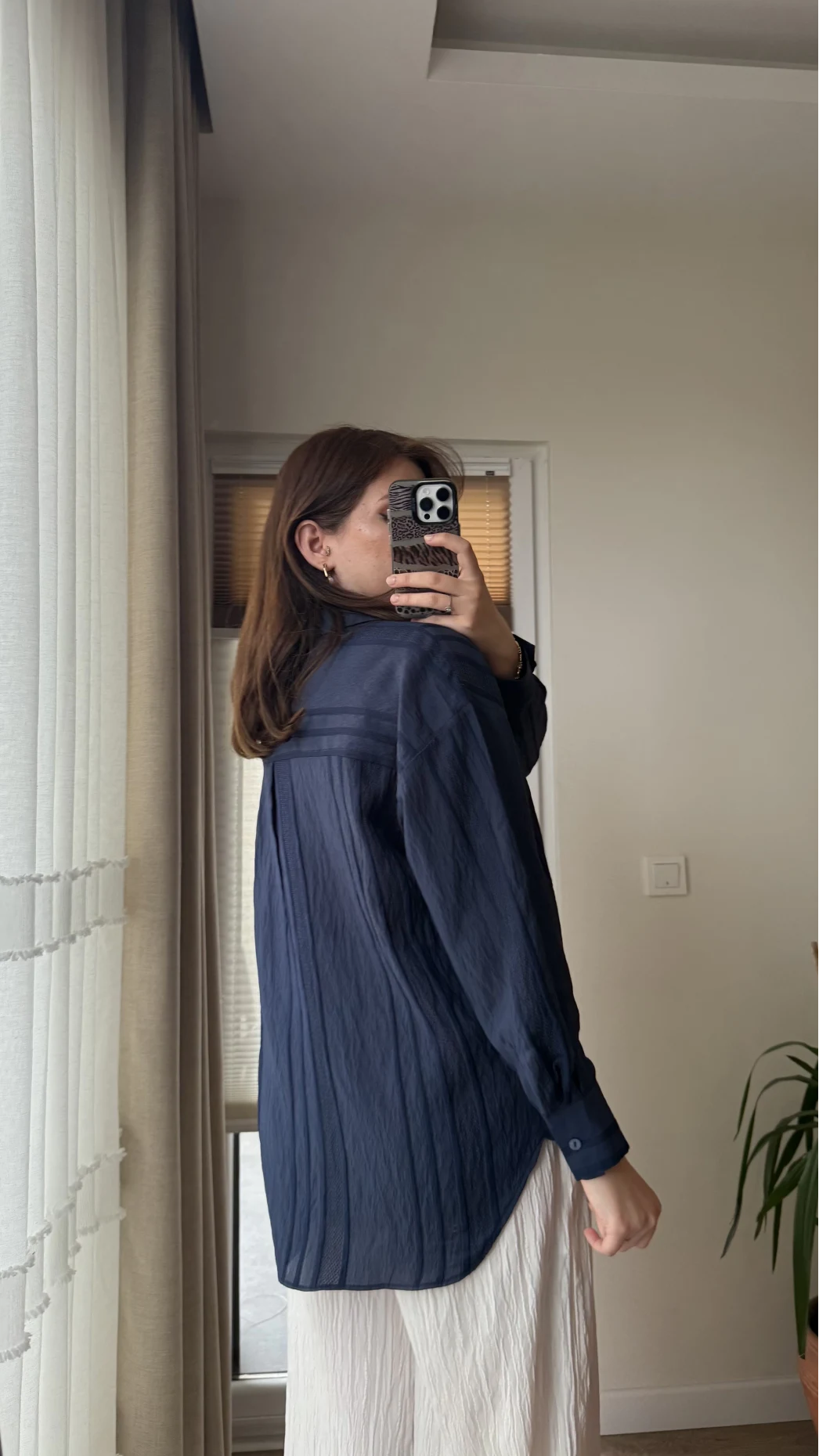 Firla Çizgi Desen Gömlek Lacivert