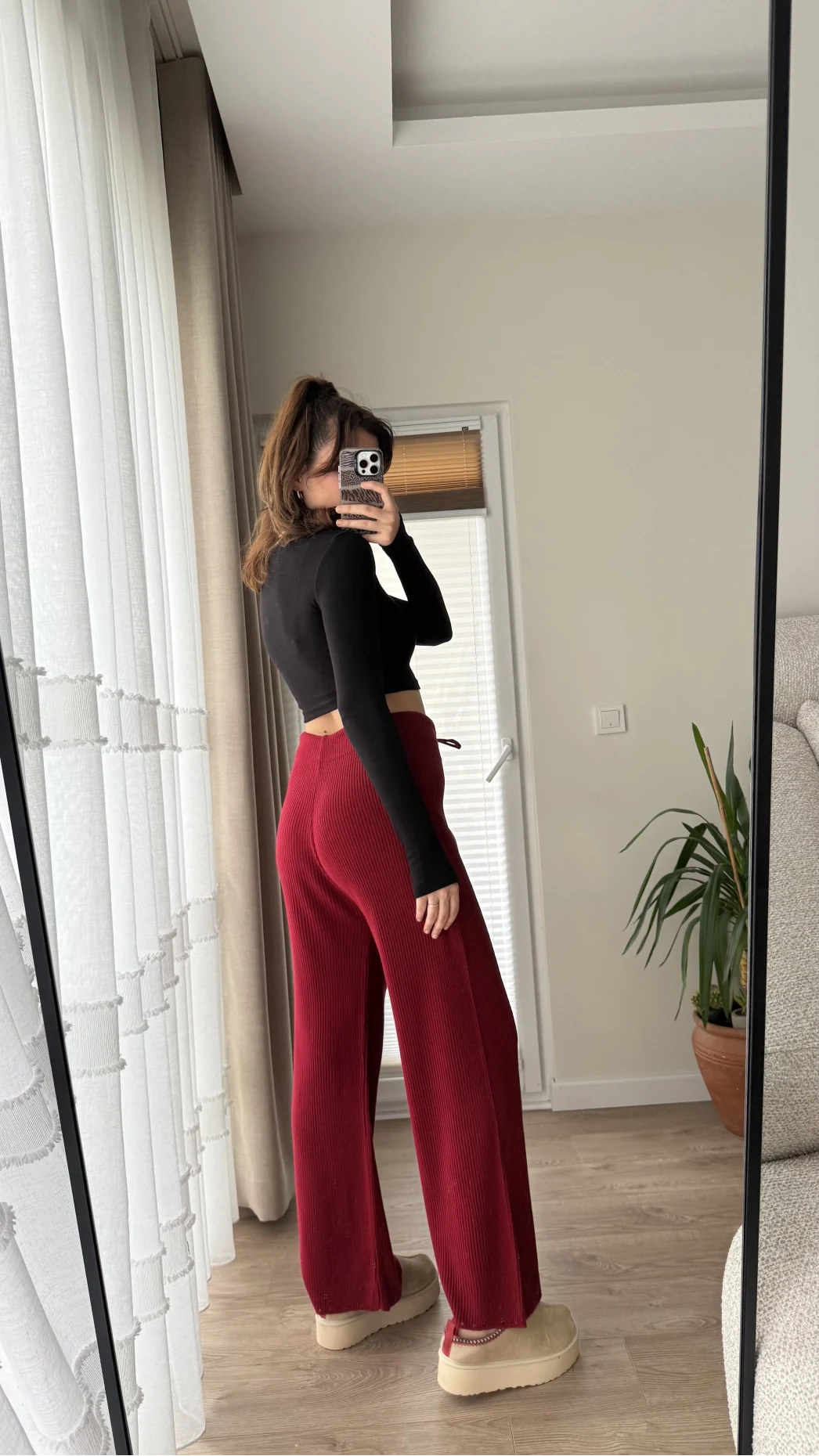 Fitili Triko Eşofman Altı Kırmızı