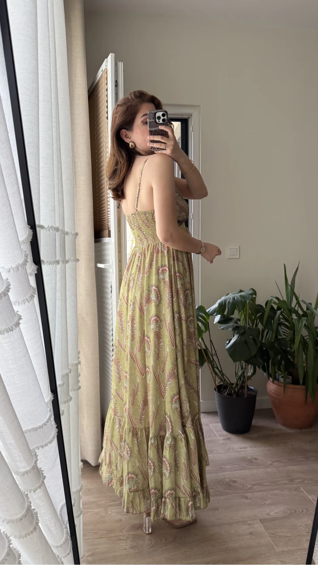 Fiona Özel Tasarım Yeşil Saten Elbise