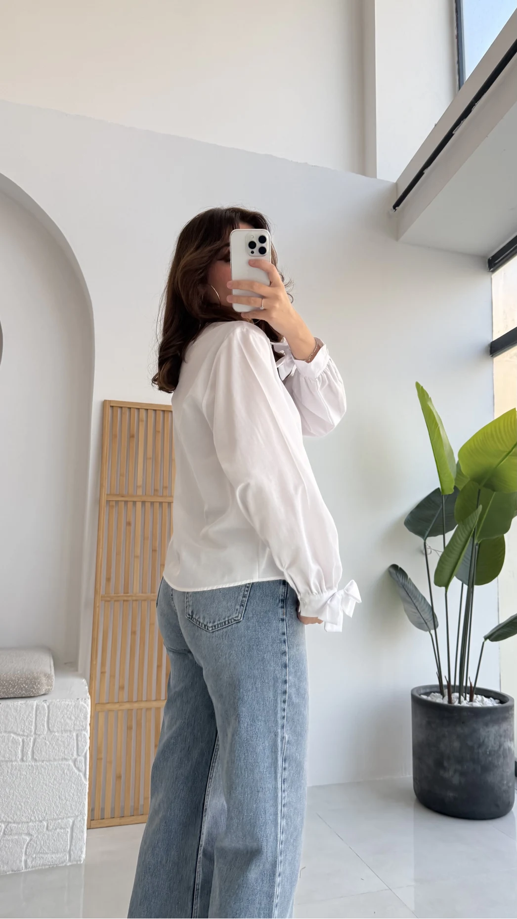 Fiyonk Detay Gömlek - Beyaz - KOD:2153