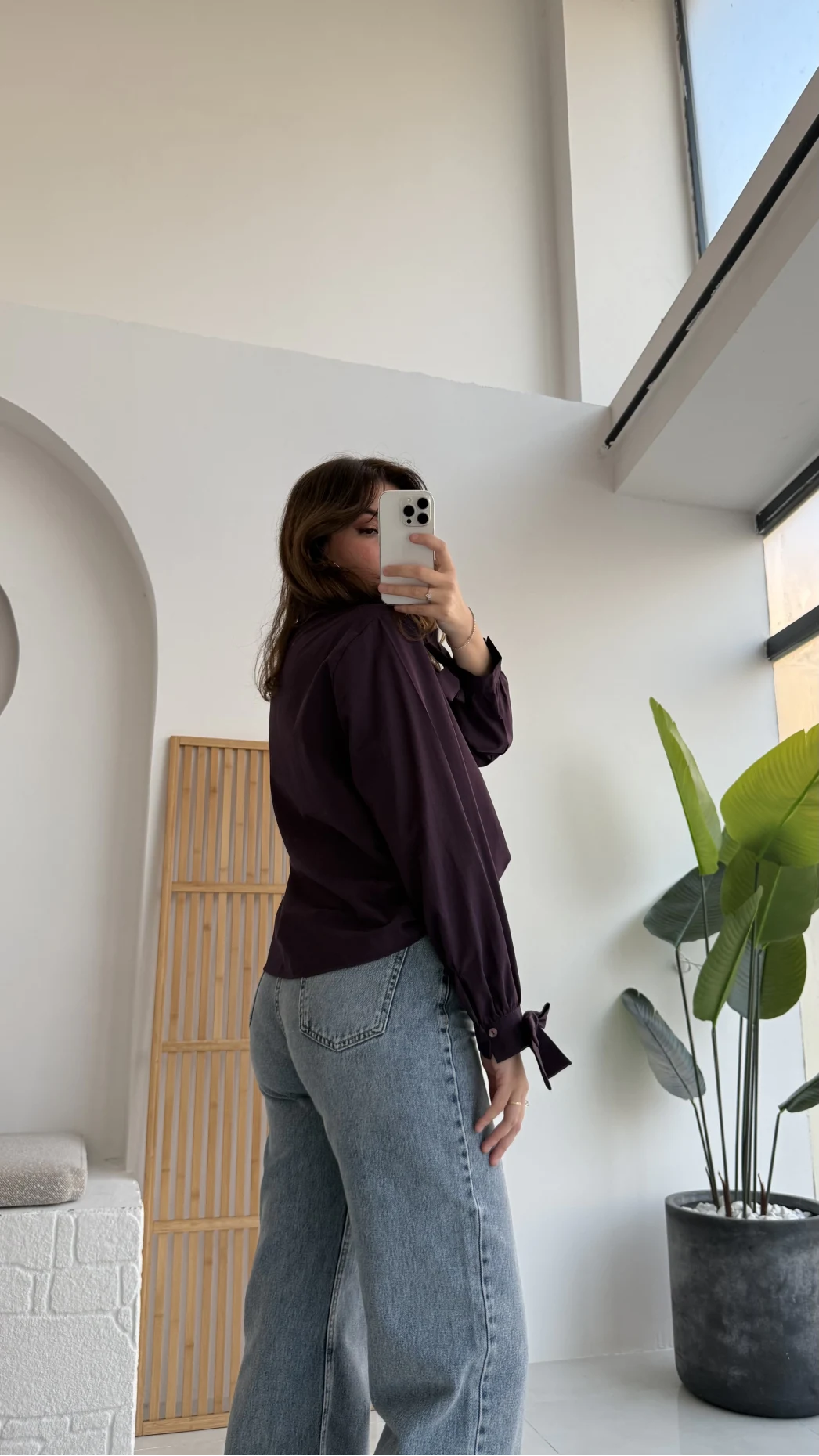 Fiyonk Detay Gömlek - Mürdüm - KOD:2153