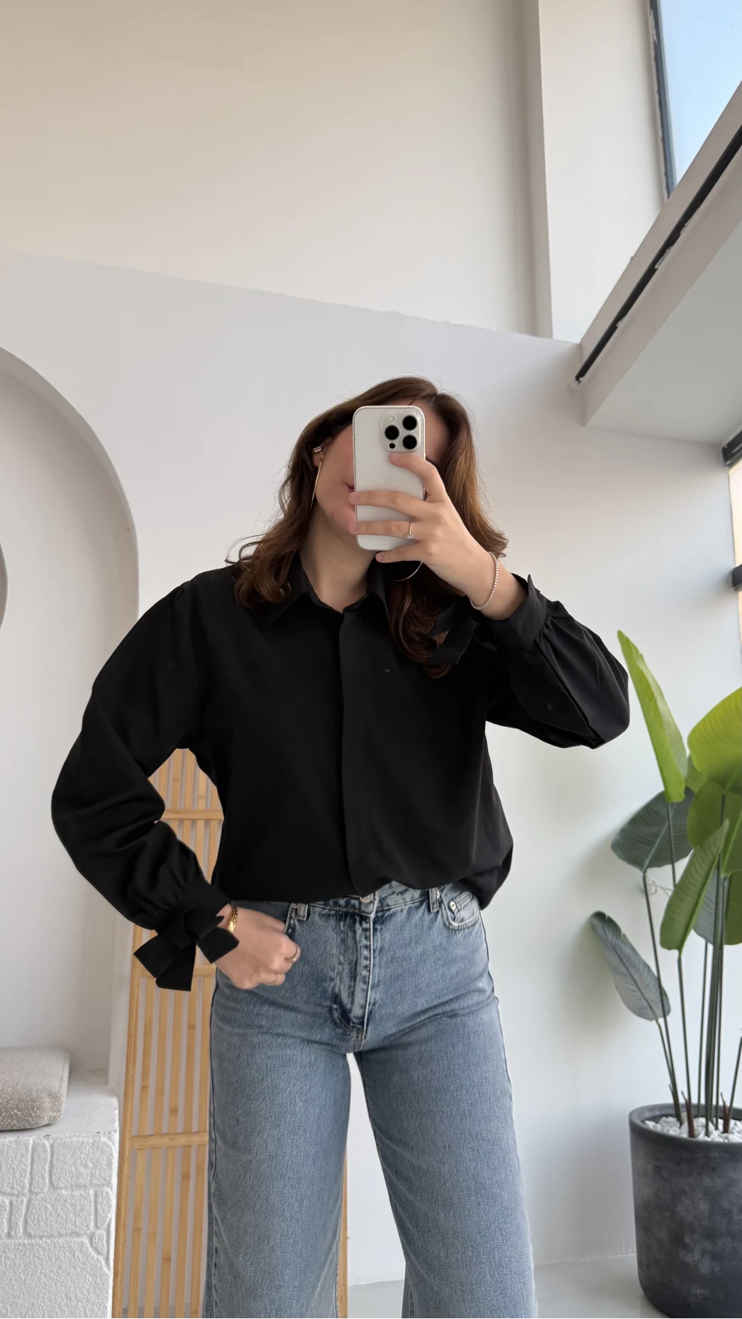 Fiyonk Detay Gömlek - Siyah - KOD:2153