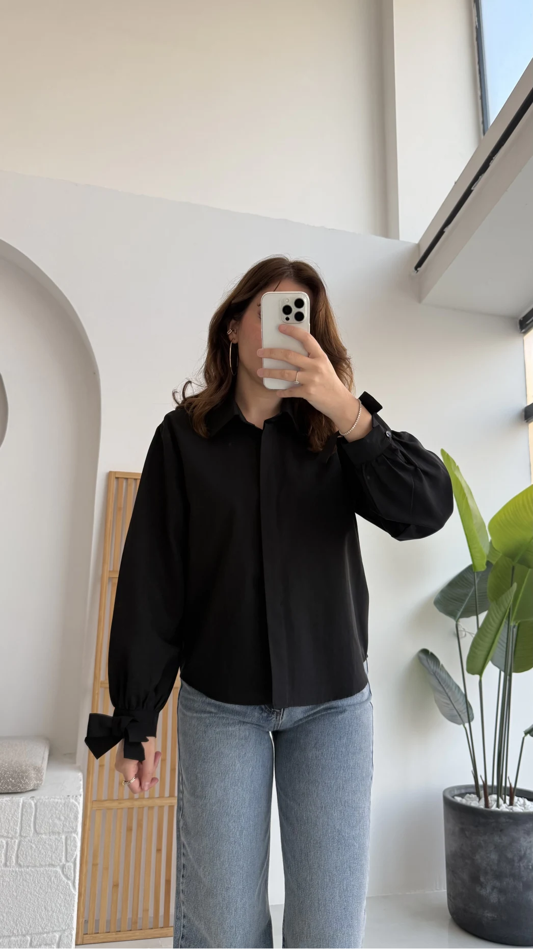 Fiyonk Detay Gömlek - Siyah - KOD:2153