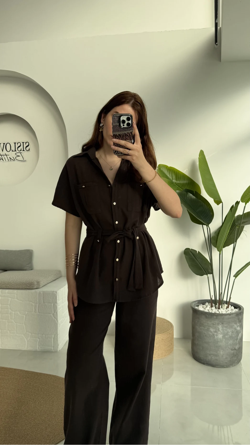 Flam Kahve Keten Takım