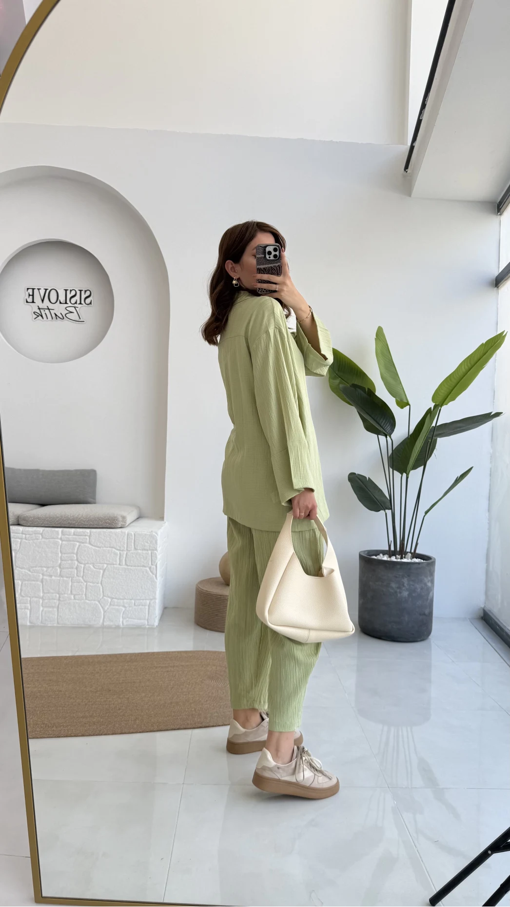 Flamin Yandan Bağlamalı Kimono Şalvar Takım - Yeşil - 8019