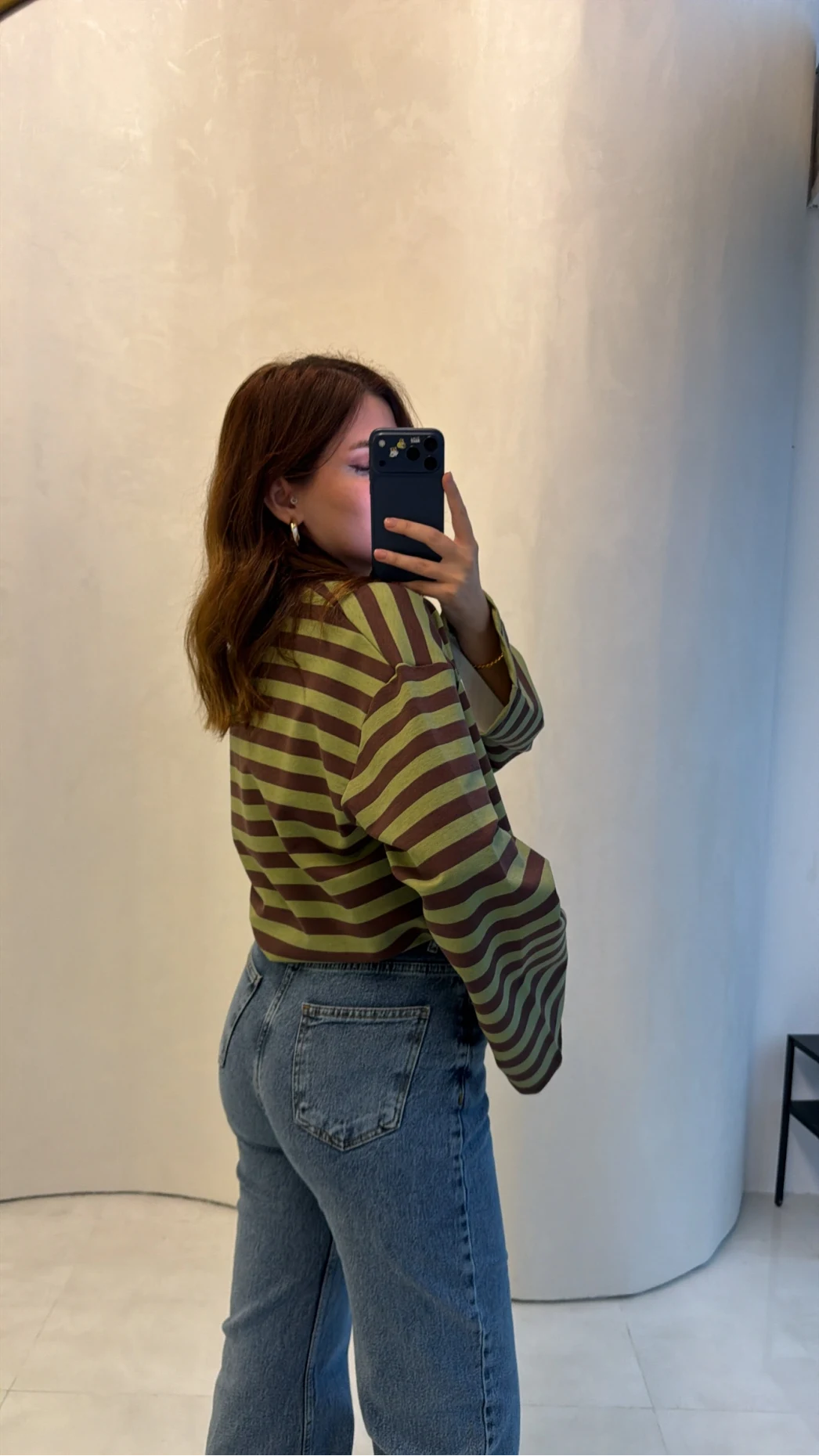Flex Çizgili Baskı Detay Sweatshirt - Haki - Kod: 1130