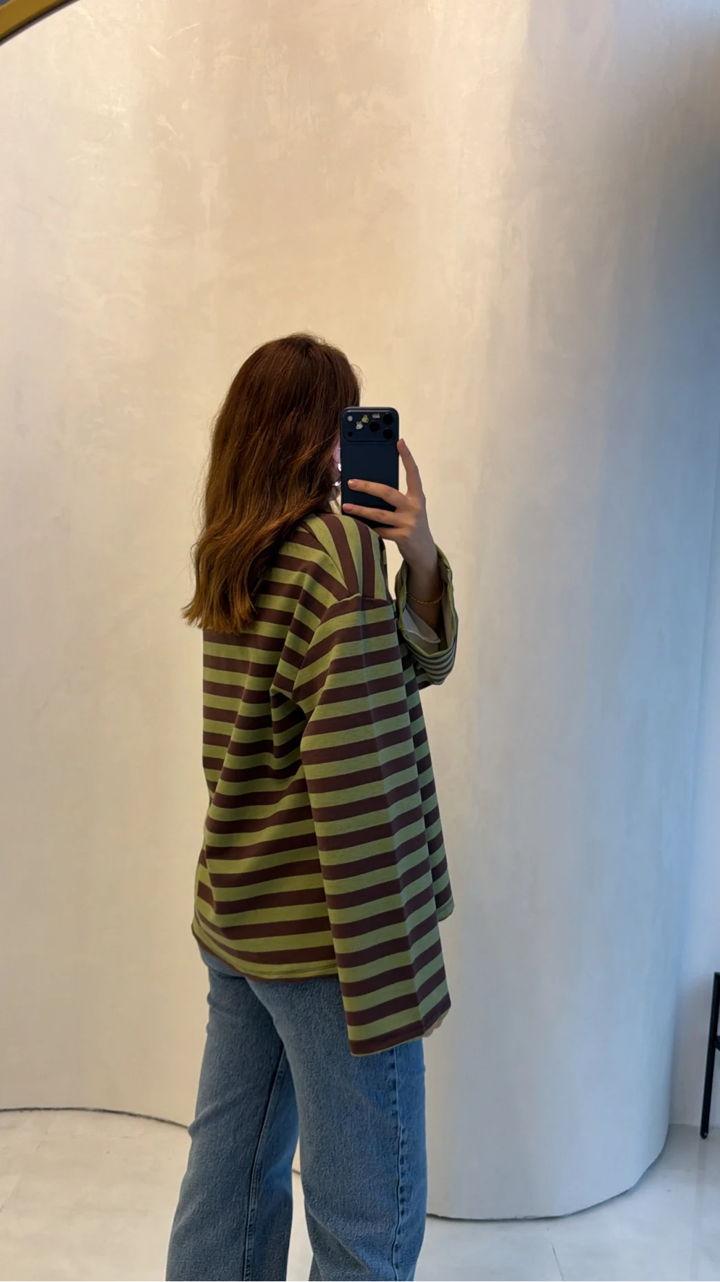 Flex Çizgili Baskı Detay Sweatshirt - Haki - Kod: 1130