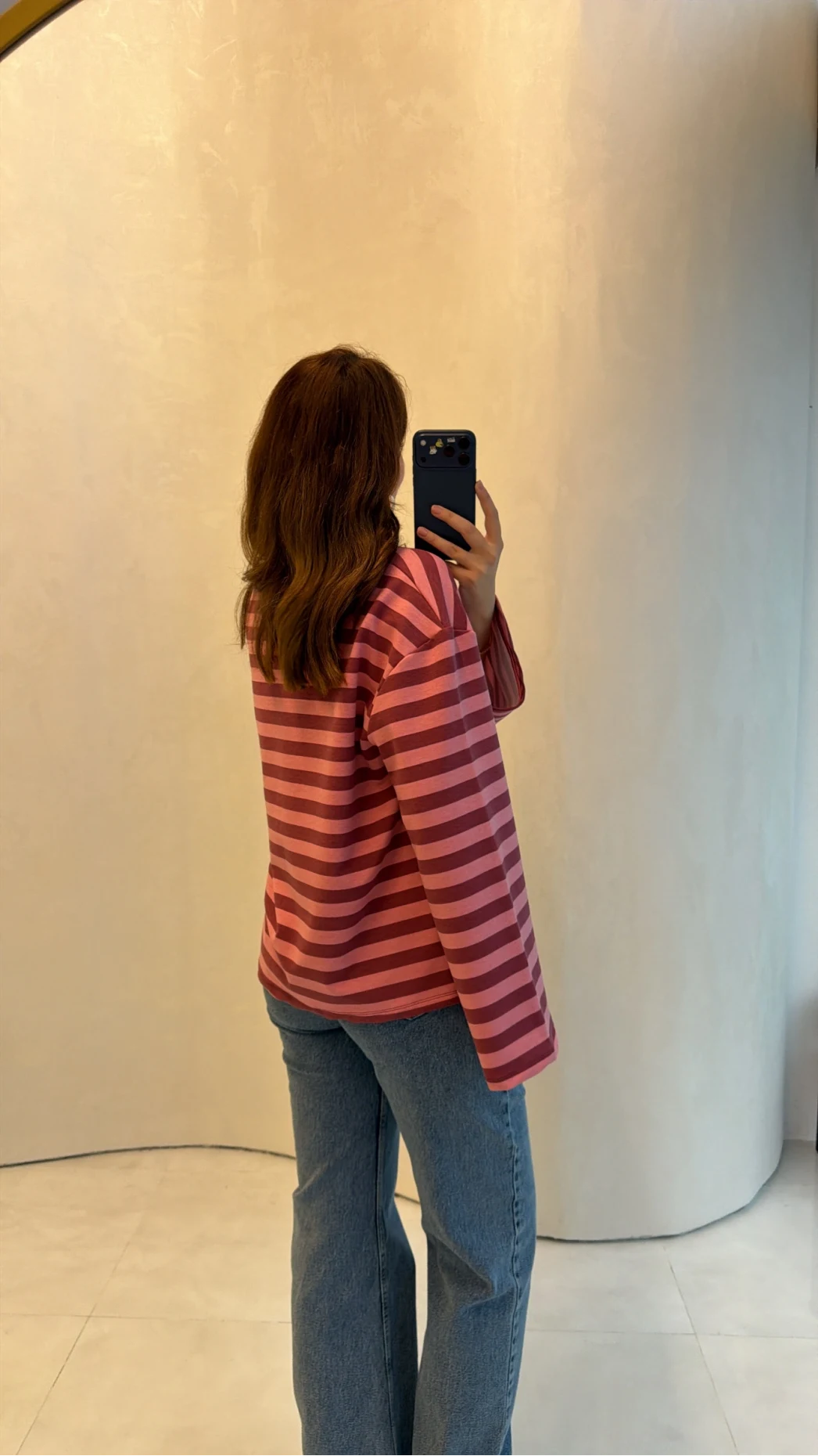 Flex Çizgili Baskı Detay Sweatshirt - Pembe - Kod: 1130