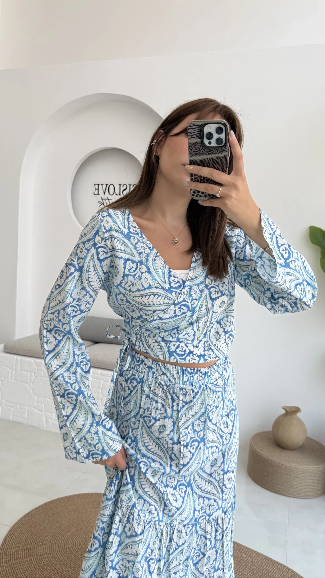 Flow Çiçekli Etekli Takım - 250474 - Mavi