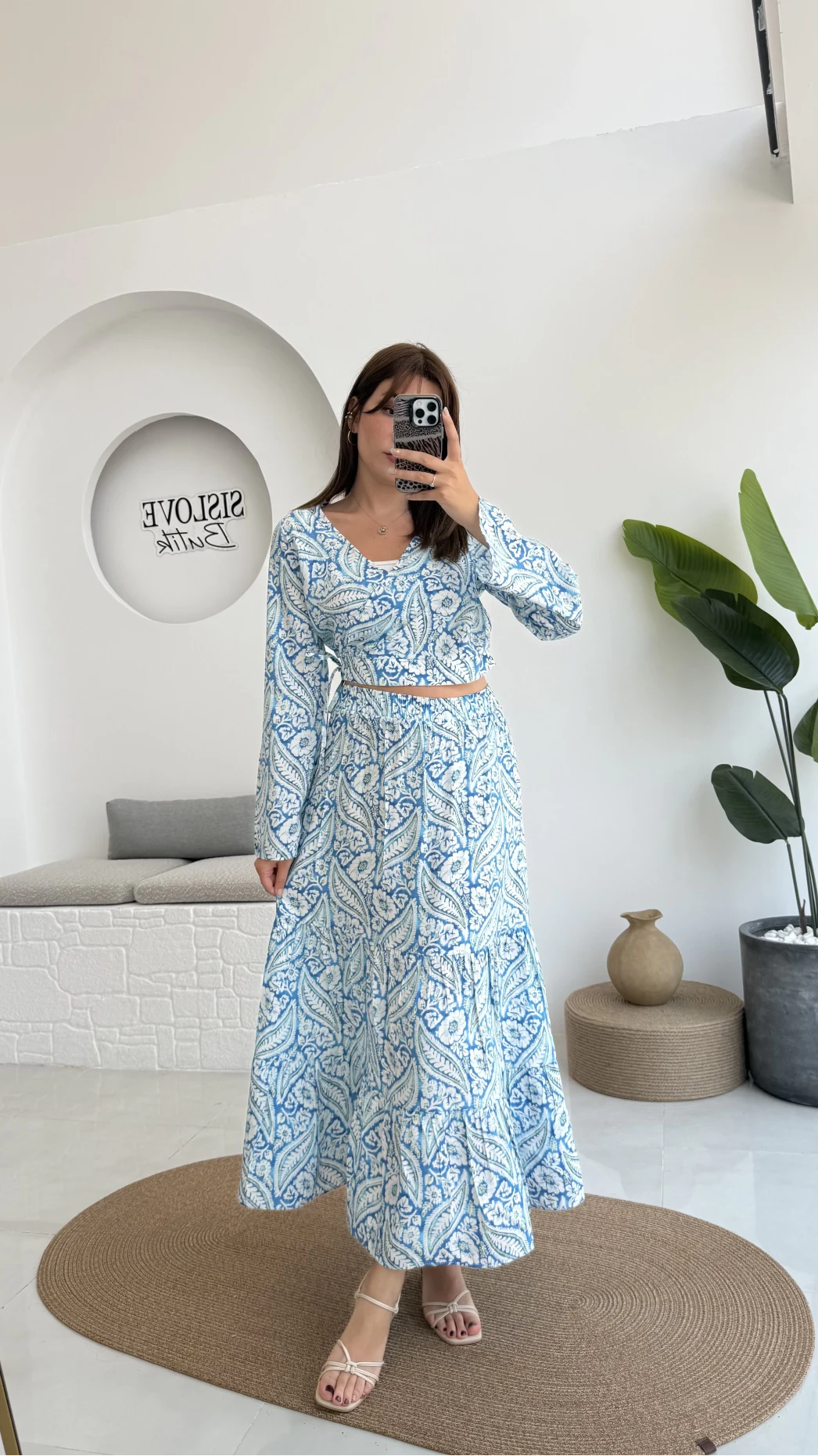 Flow Çiçekli Etekli Takım - 250474 - Mavi