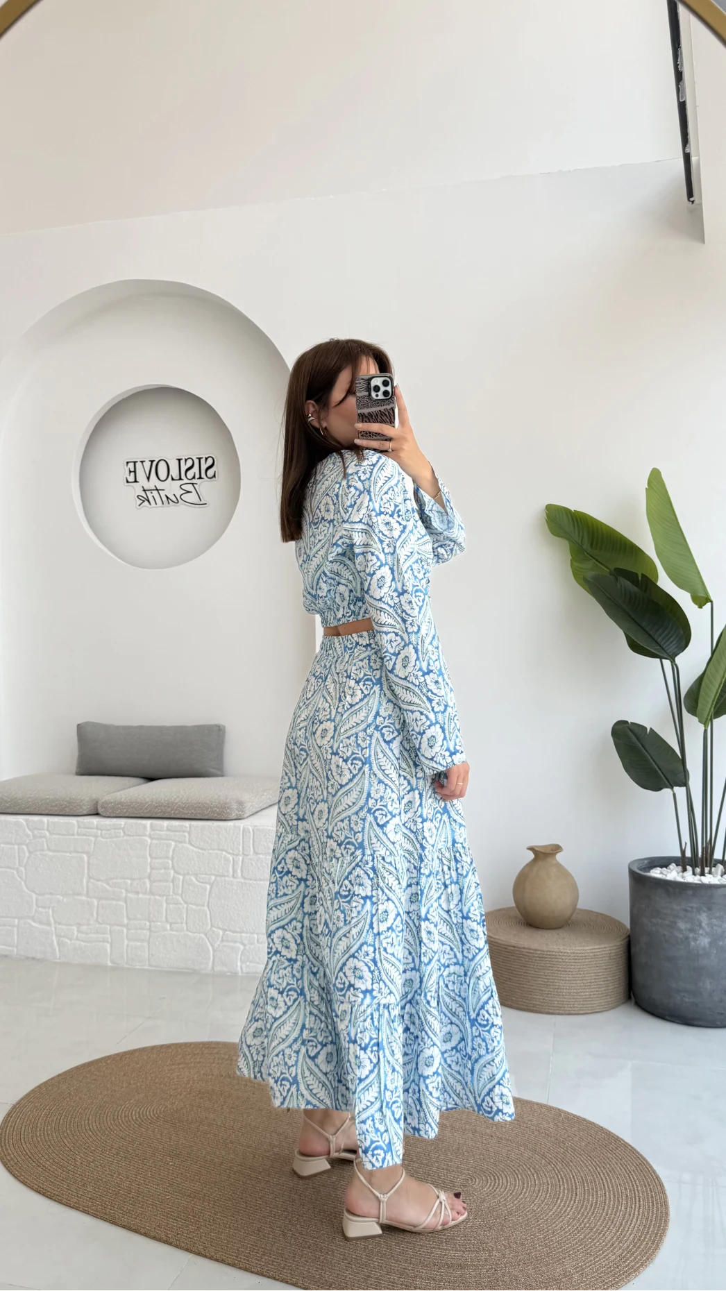 Flow Çiçekli Etekli Takım - 250474 - Mavi