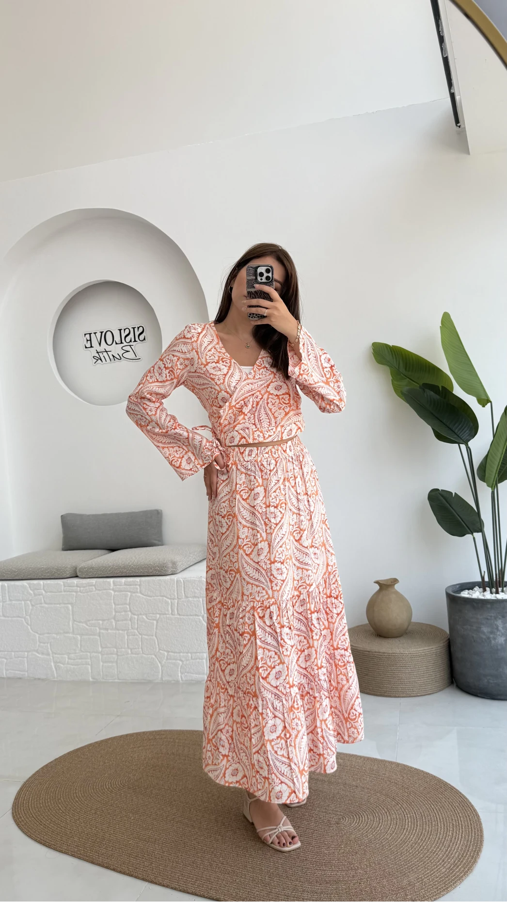 Flow Çiçekli Etekli Takım - 250474 - Turuncu