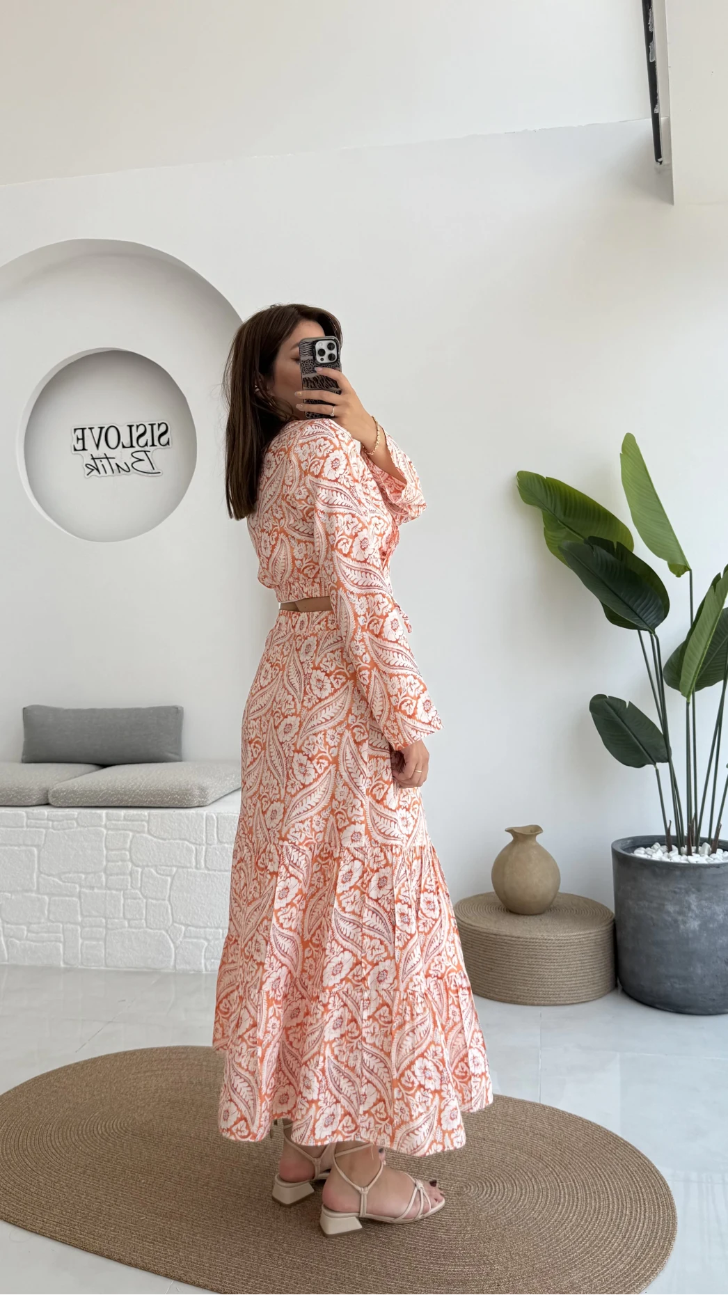 Flow Çiçekli Etekli Takım - 250474 - Turuncu