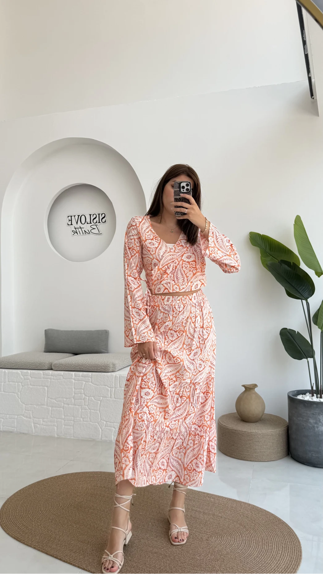 Flow Çiçekli Etekli Takım - 250474 - Turuncu