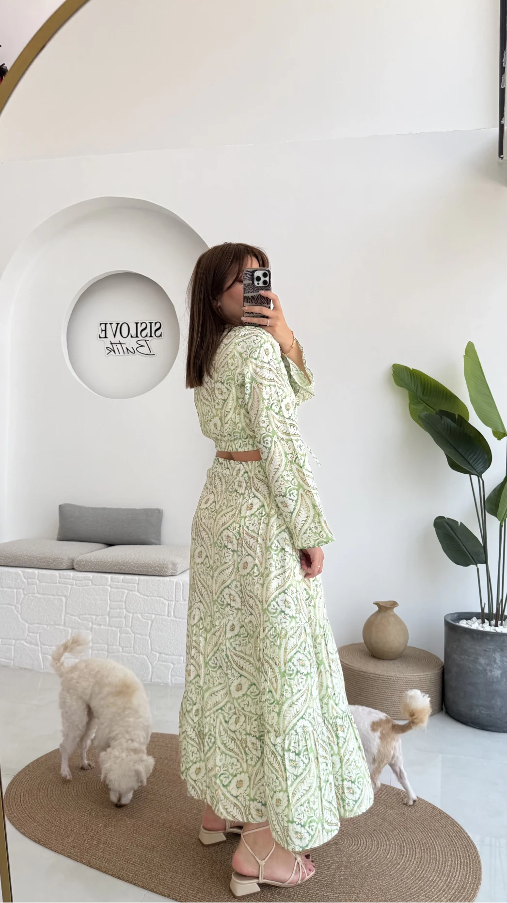 Flow Çiçekli Etekli Takım - 250474 - Yeşil