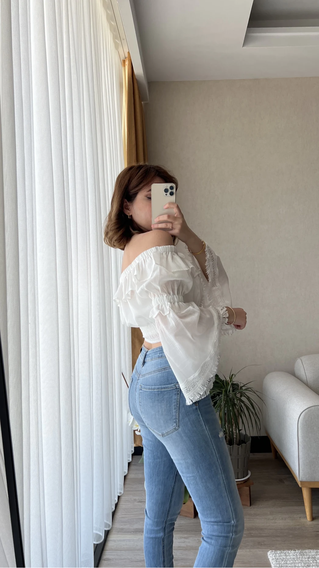 Fols Beyaz Tül Bluz