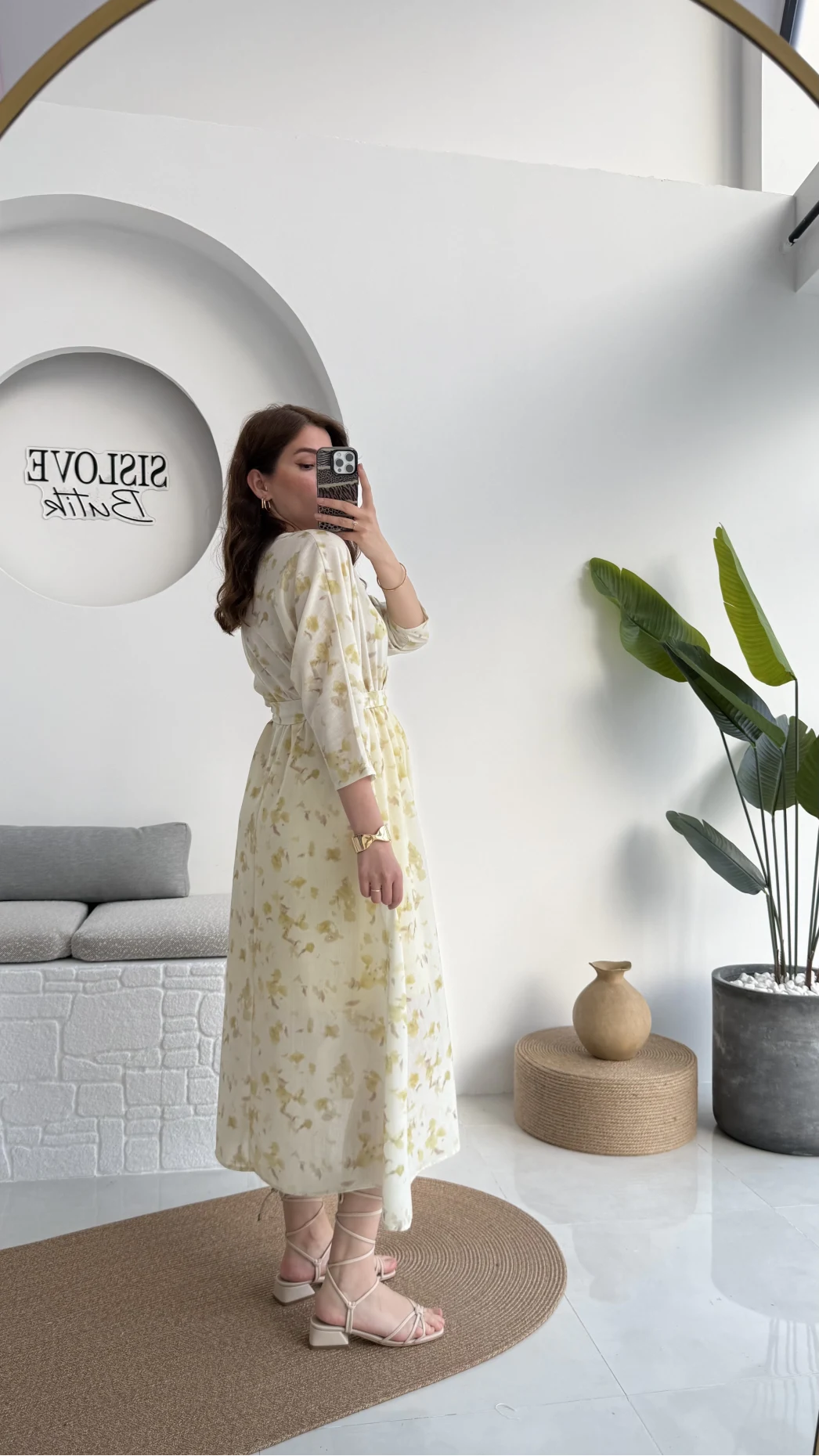 Forrest - Çiçek Detaylı Astarlı Elbise - Yeşil - 3039