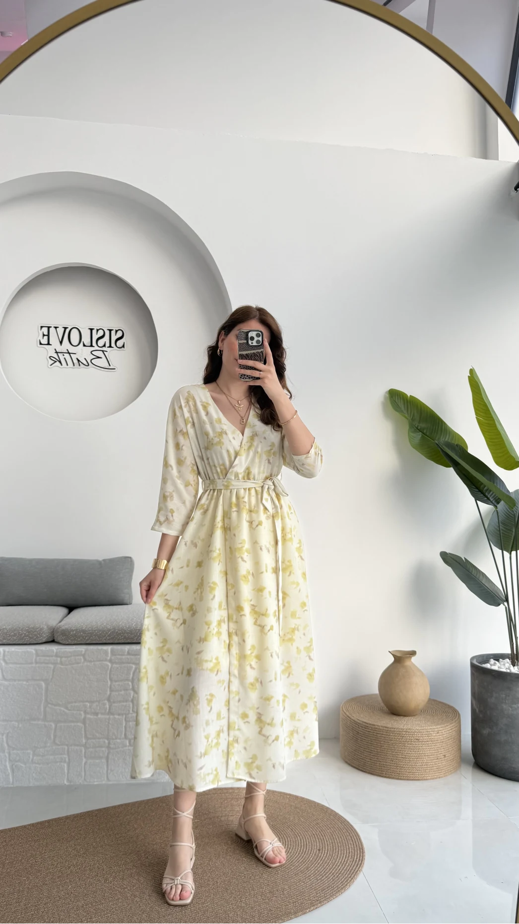 Forrest - Çiçek Detaylı Astarlı Elbise - Yeşil - 3039