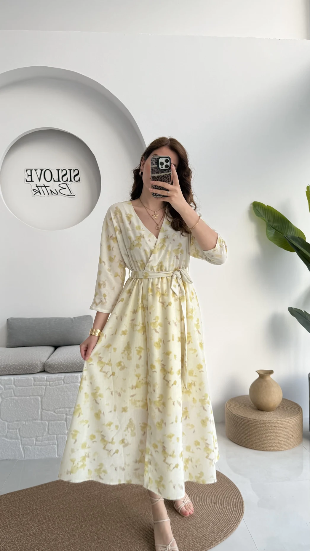 Forrest - Çiçek Detaylı Astarlı Elbise - Yeşil - 3039