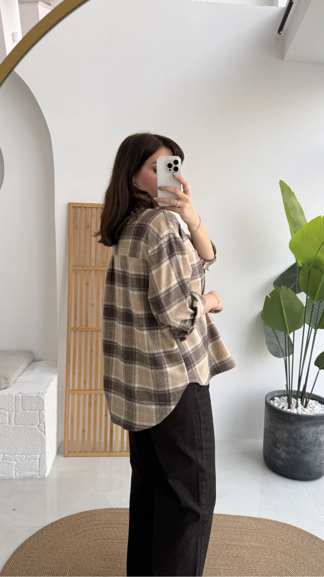 Fular Bağlamalı Taşlı Gömlek - Taş - Kod: 2180