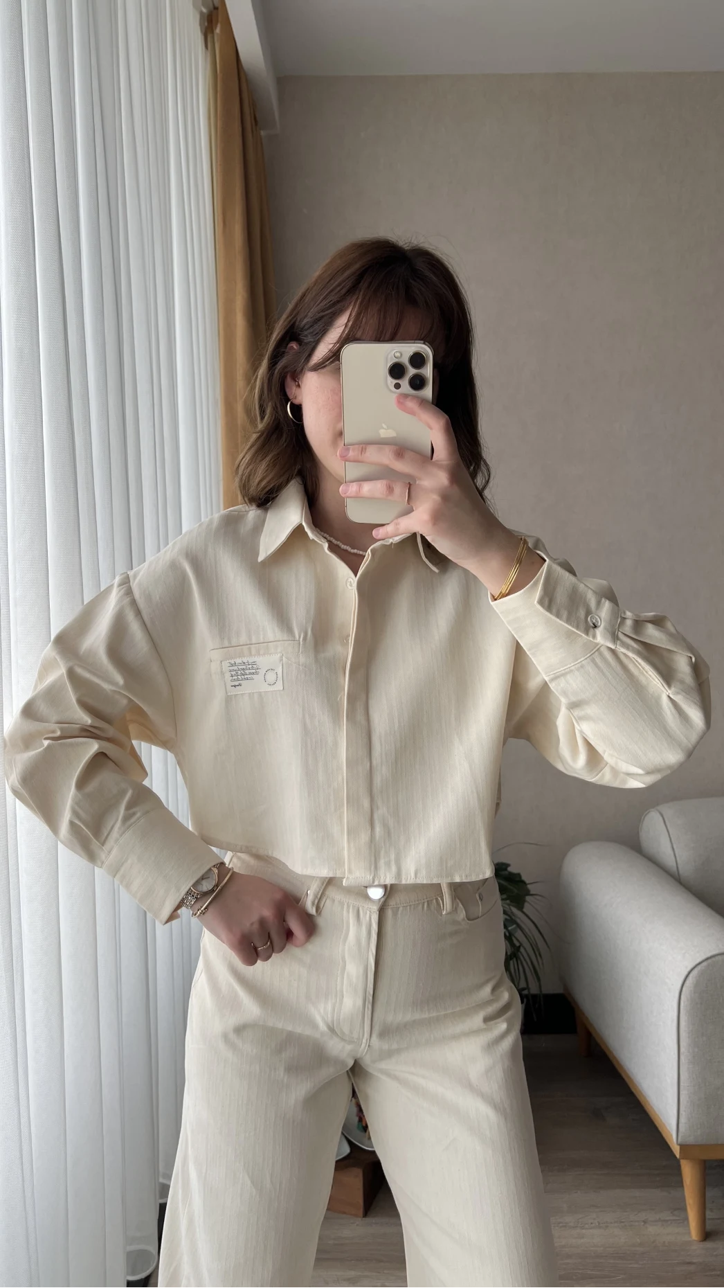 Gabardin Krem Gömlek Ceket