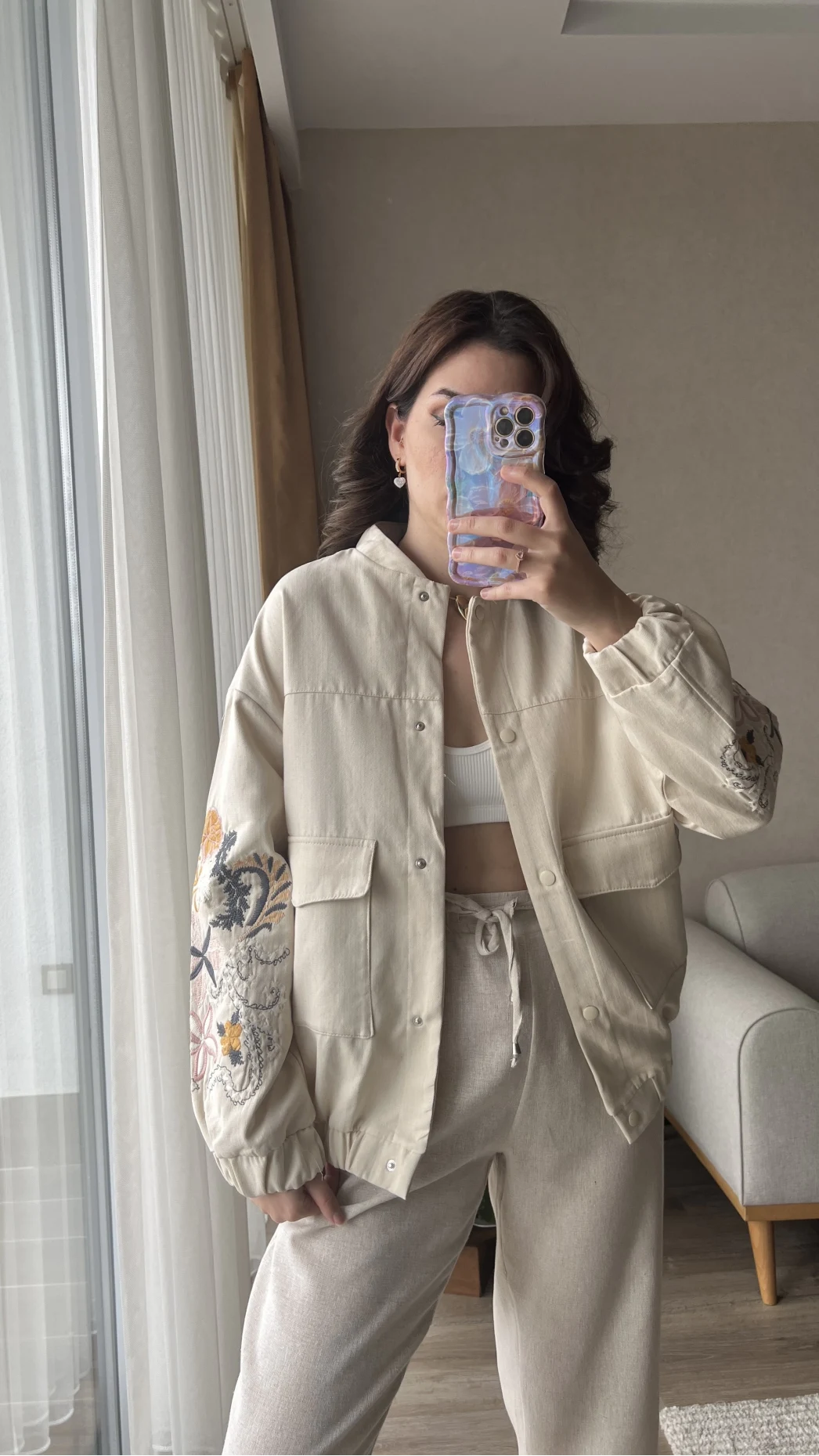 Gabardin Nakış Detay Ceket