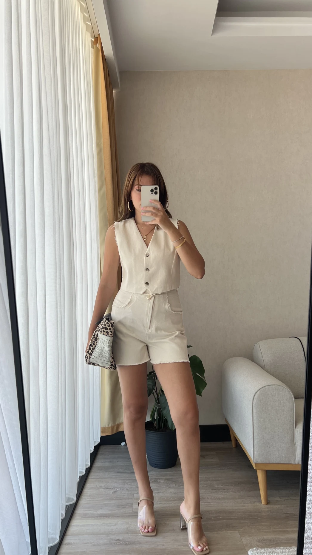 Gabardin Şort Yelek Takım