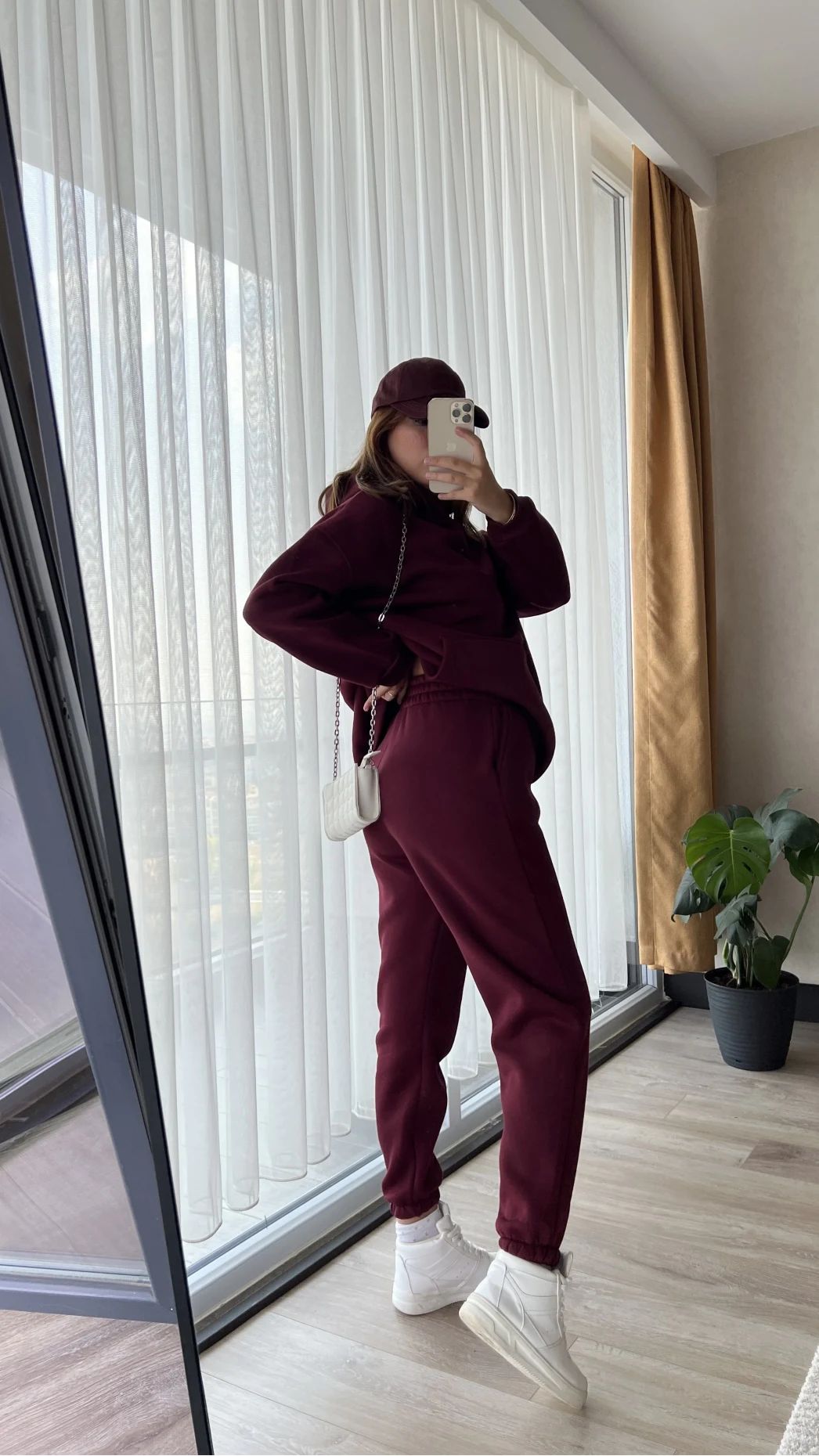 Galia Kapüşonlu 3 İplik Eşofman Takımı Bordo