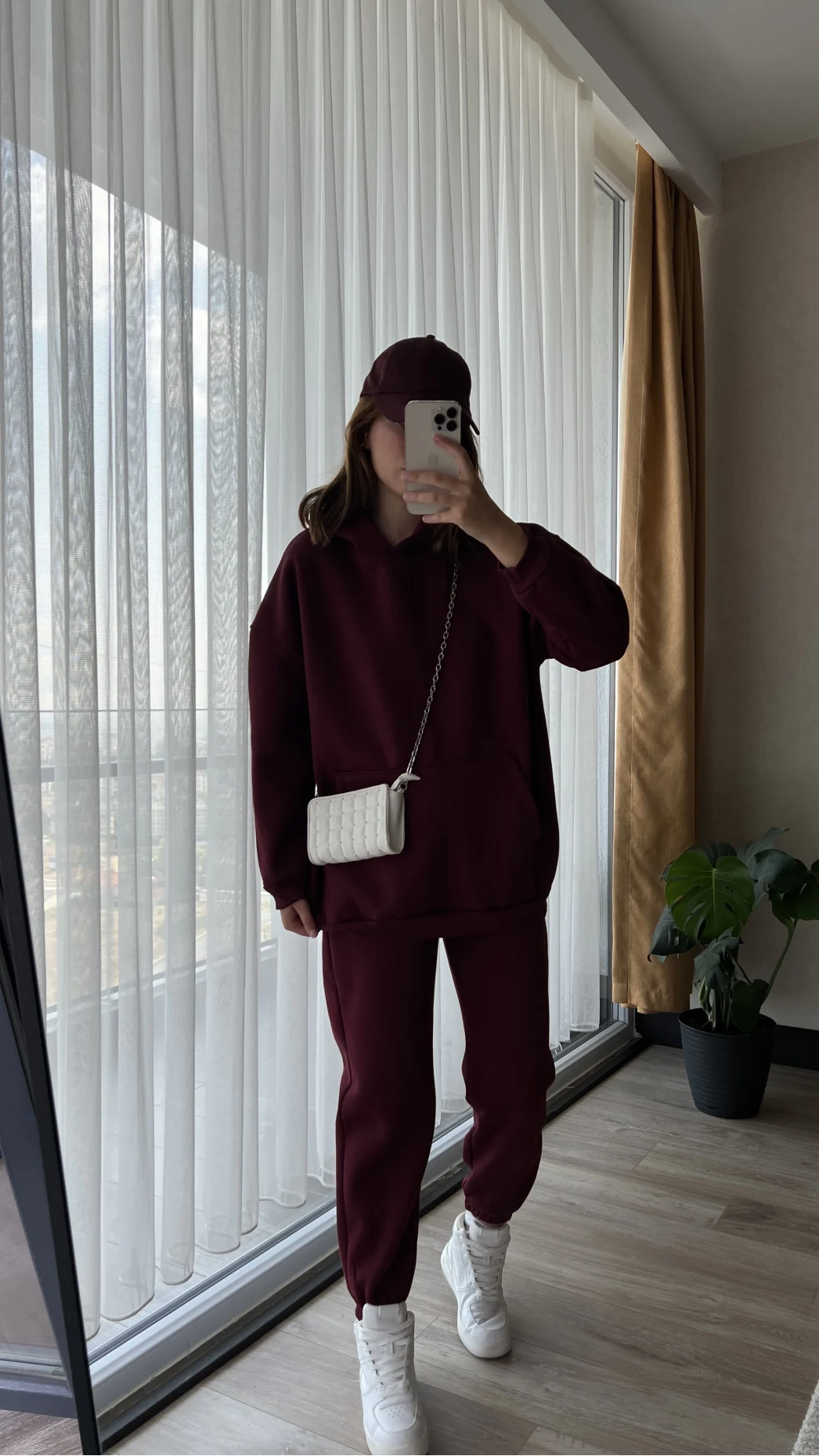 Galia Kapüşonlu 3 İplik Eşofman Takımı Bordo