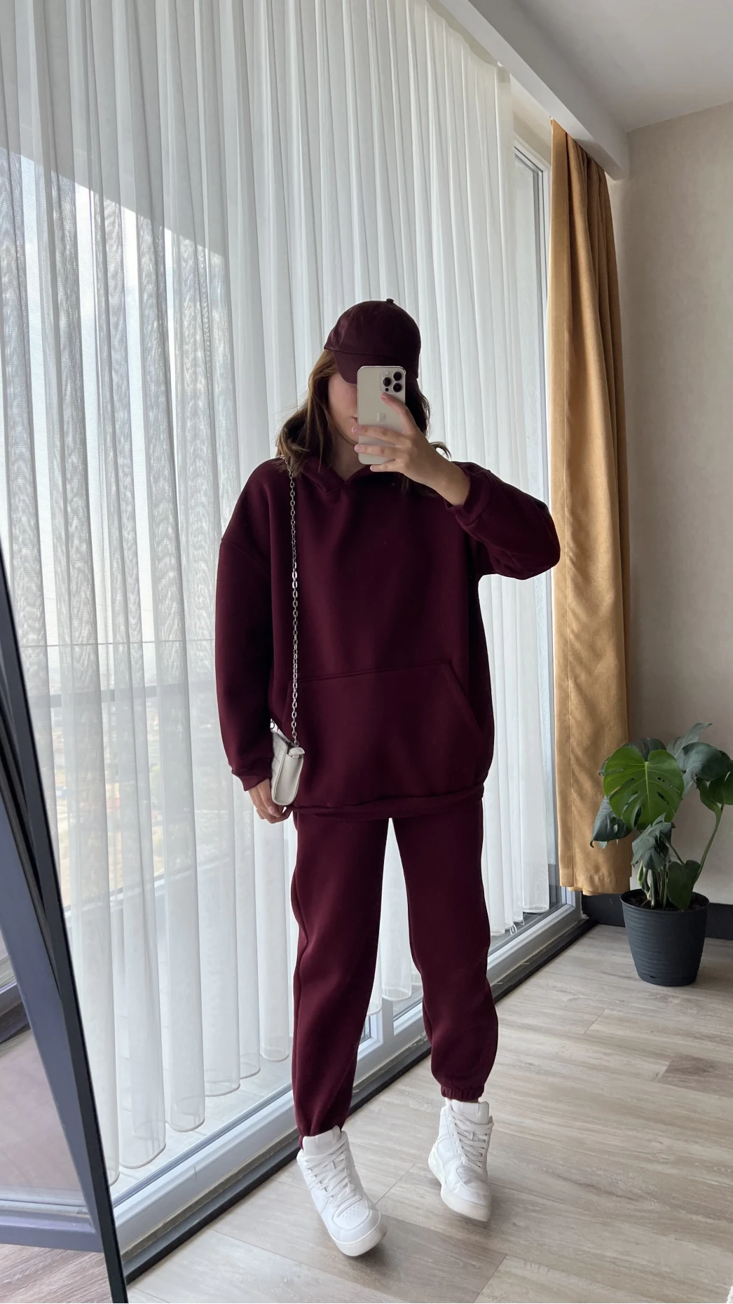 Galia Kapüşonlu 3 İplik Eşofman Takımı Bordo
