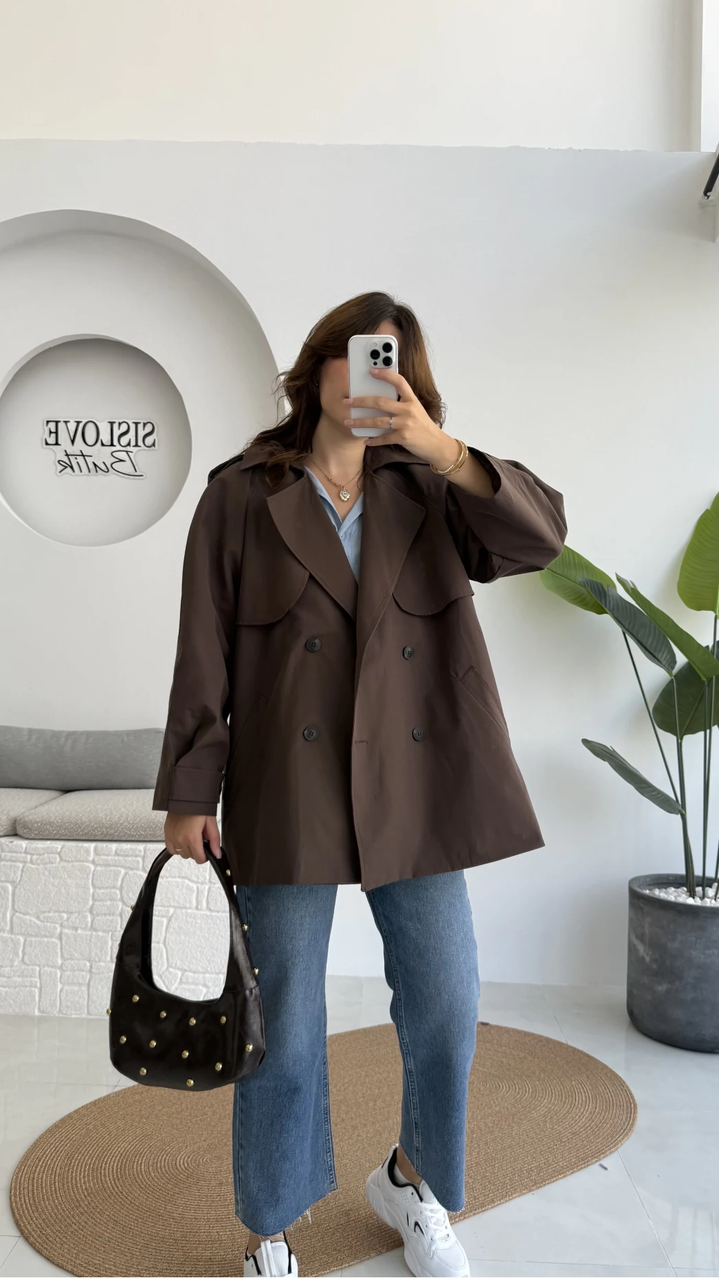 Gemma Kısa Trençkot - Kahve - Kod: 7556