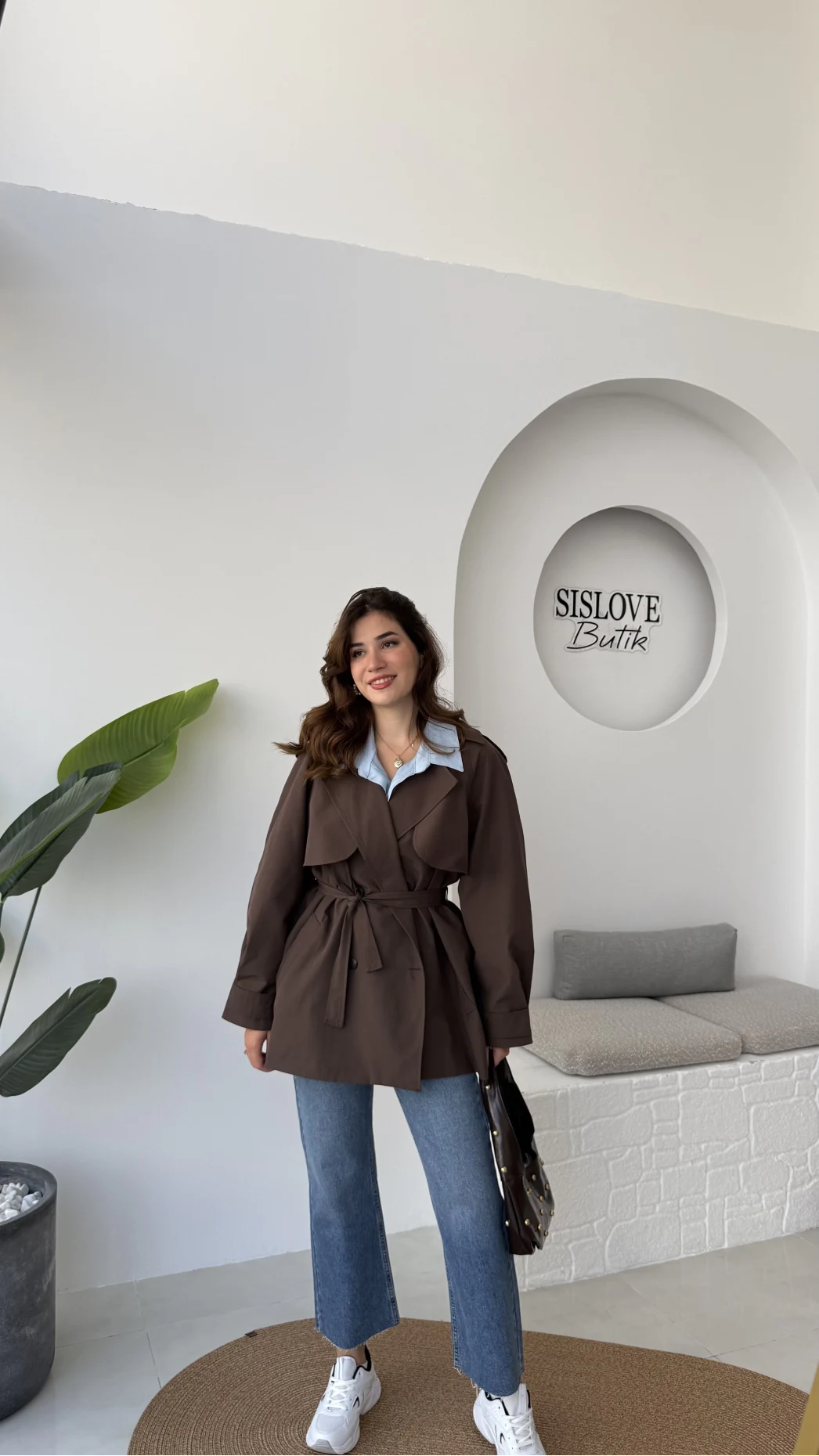 Gemma Kısa Trençkot - Kahve - Kod: 7556