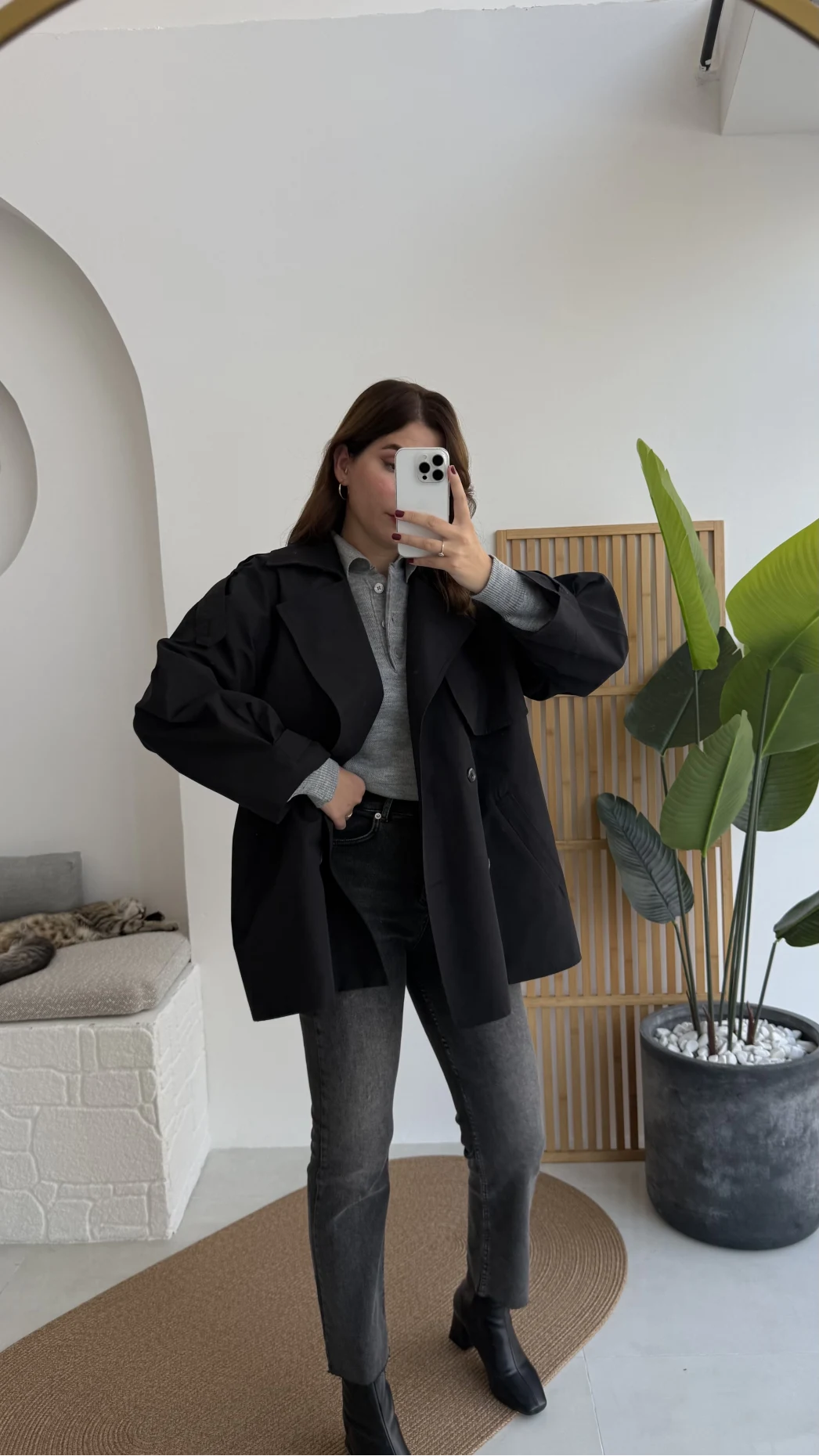 Gemma Kısa Trençkot - Siyah - Kod: 7556