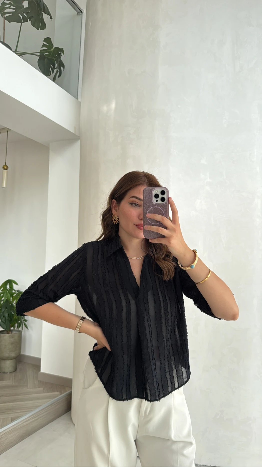 Geona Püskül Detay Bluz - Siyah - Kod: 2319