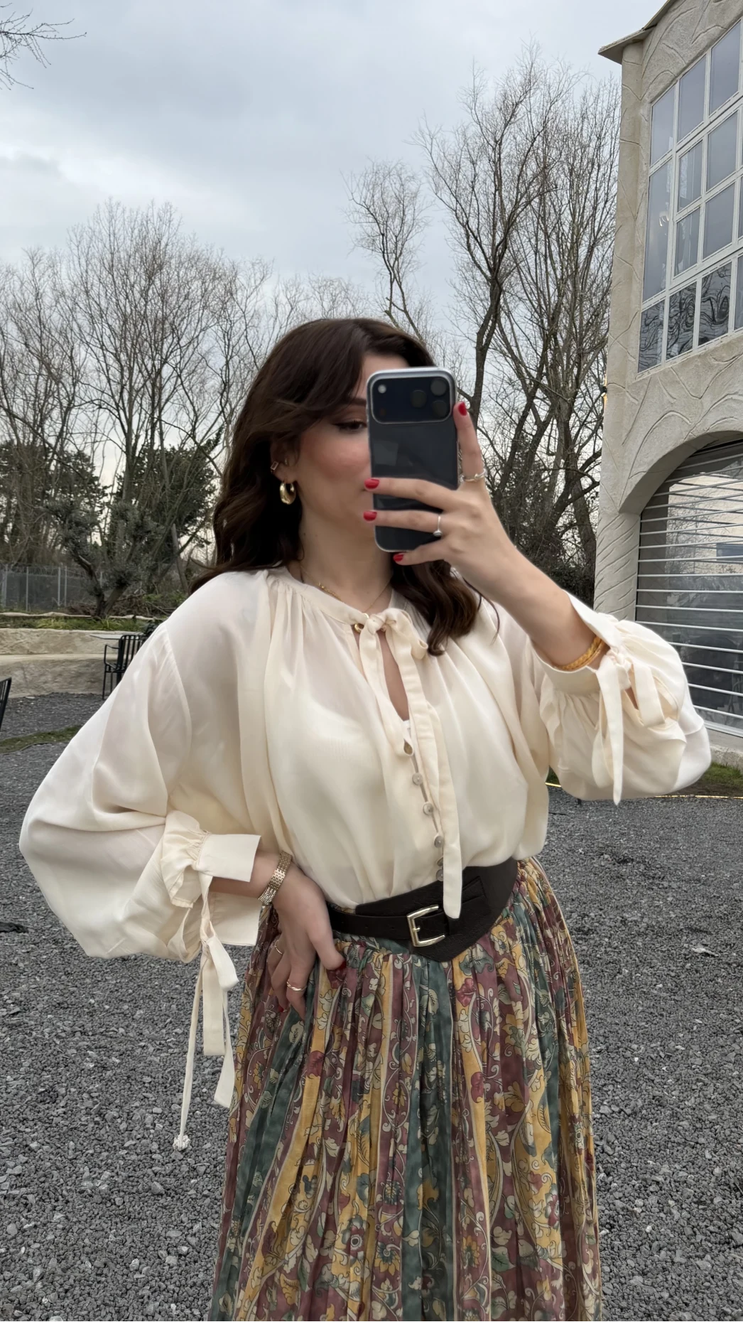 Georgia Bağlama Detaylı Dökümlü Gömlek - Ekru - Kod: 4988