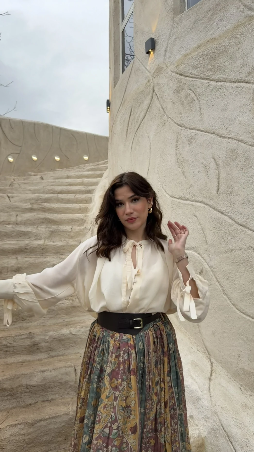 Georgia Bağlama Detaylı Dökümlü Gömlek - Ekru - Kod: 4988