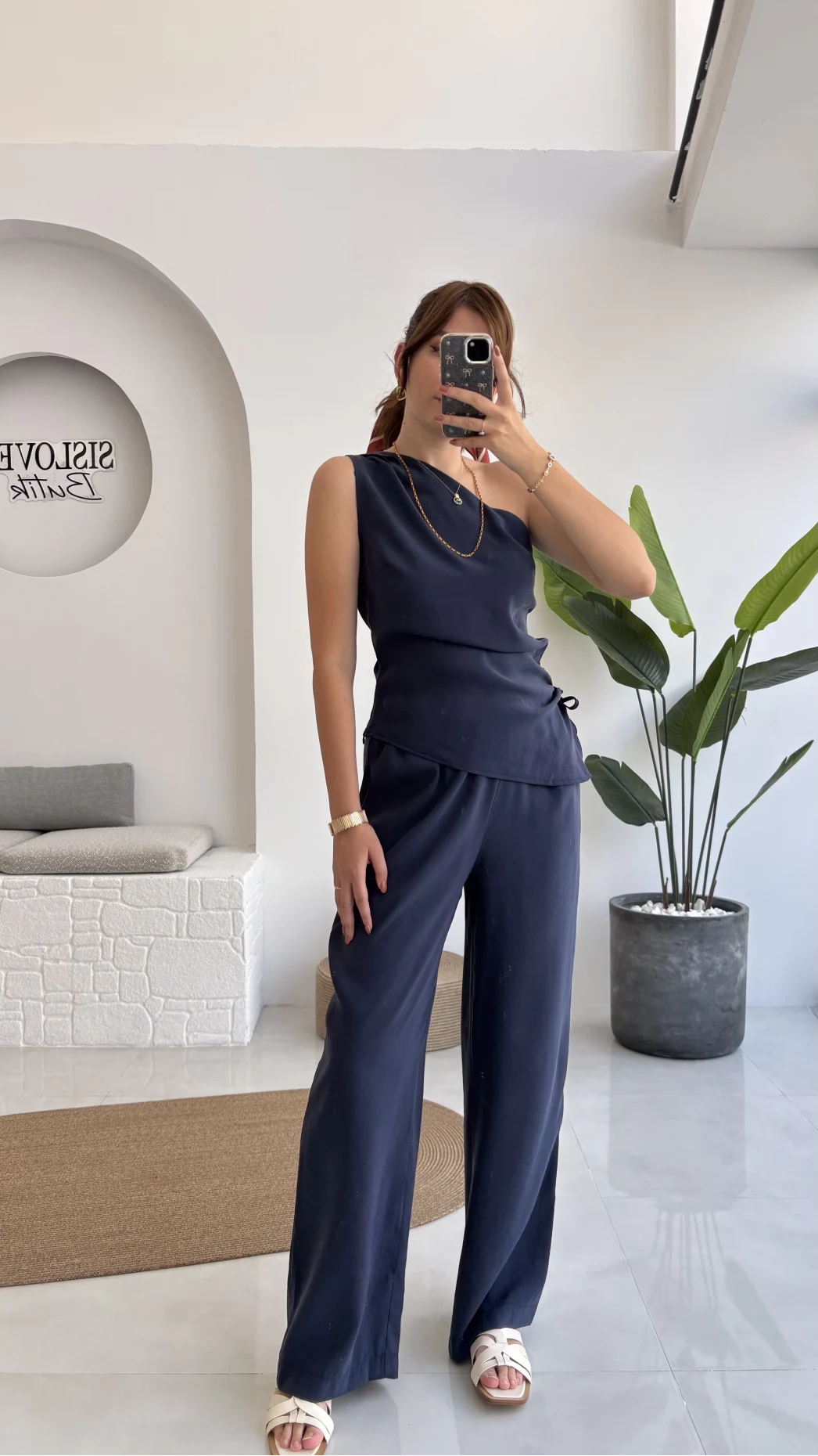 Gilda Tek Omuz Asimetrik Kesim Takım - Lacivert