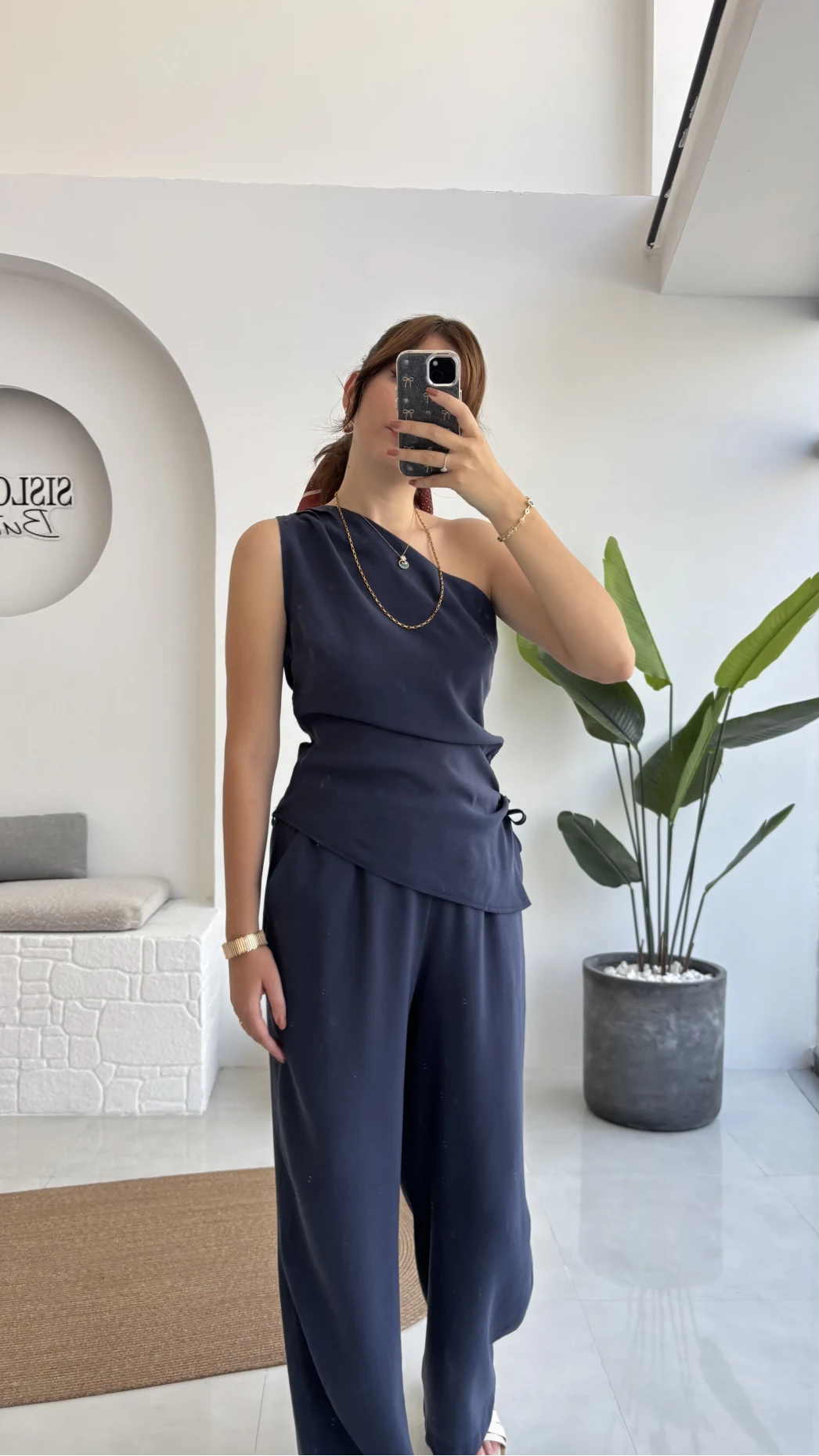 Gilda Tek Omuz Asimetrik Kesim Takım - Lacivert