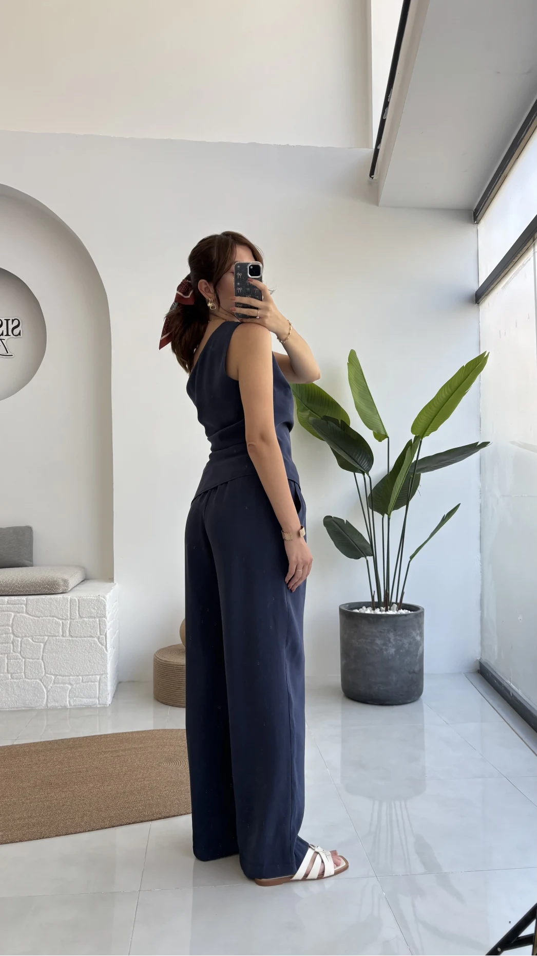 Gilda Tek Omuz Asimetrik Kesim Takım - Lacivert