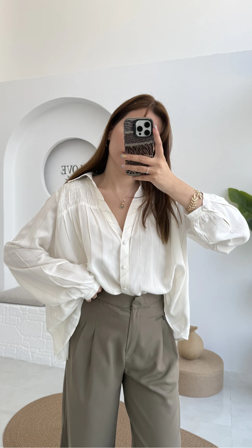 Gipe Detay Işıltı Gömlek - Gold - 2062