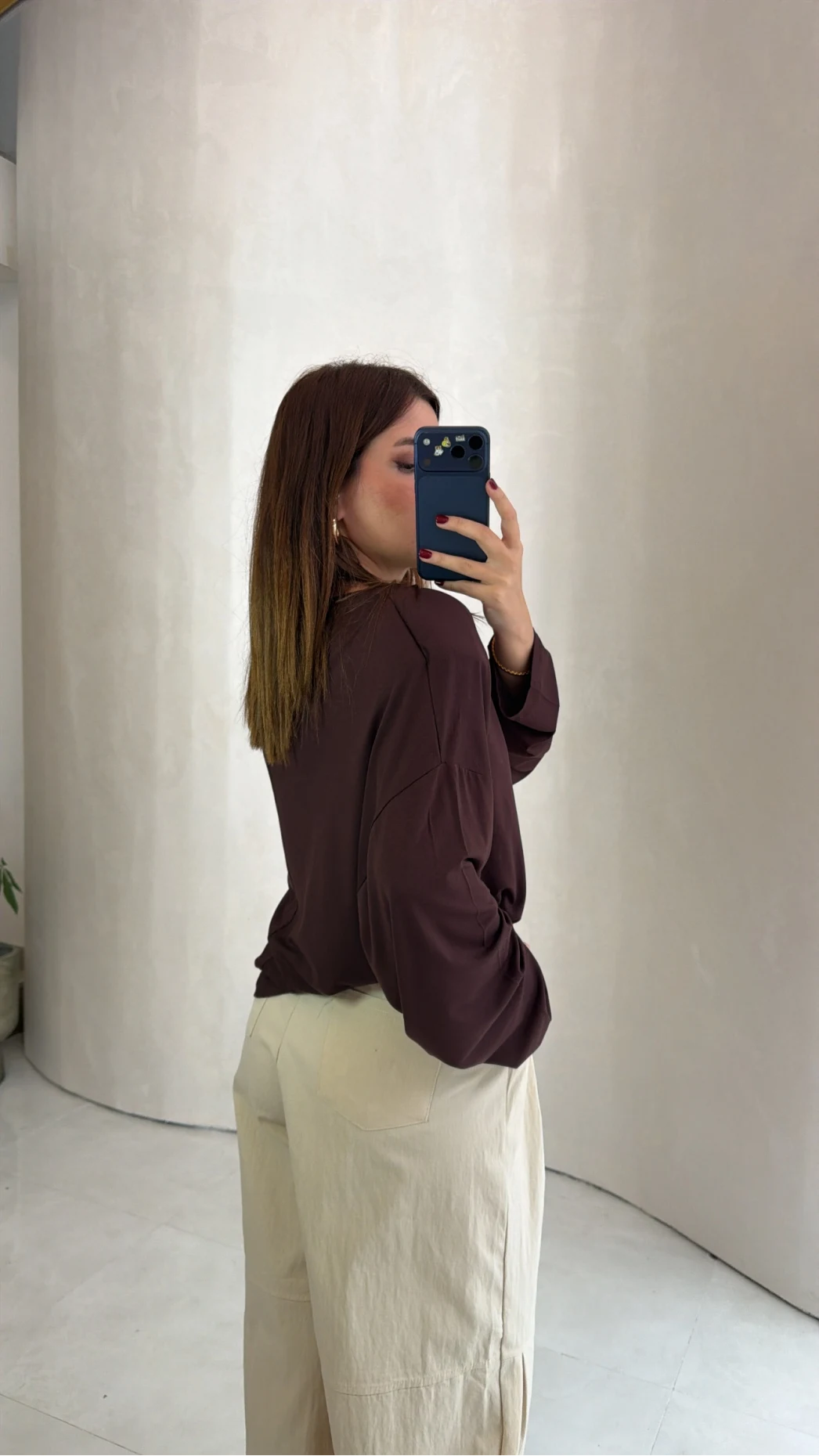 Glamour Vatkalı Basıc Bluz - Kahverengi - Kod: 1124
