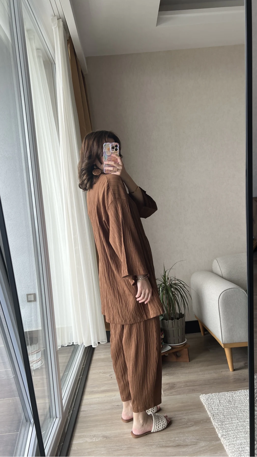 Gofre Kimona Takım Acı Kahve