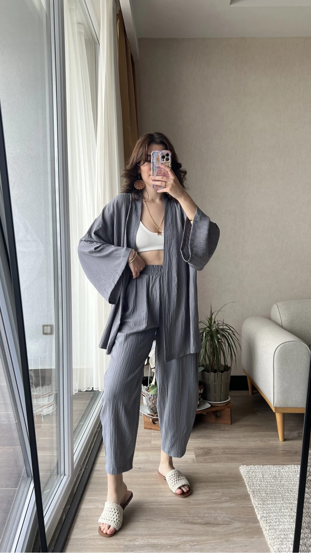 Gofre Kimona Takım Antrasit