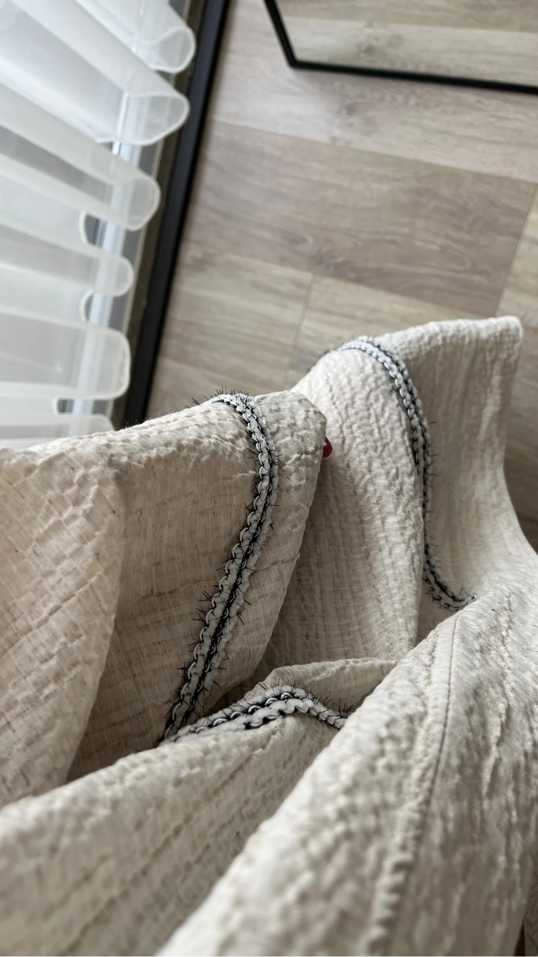 Gofre Kumaş Kimono Krem