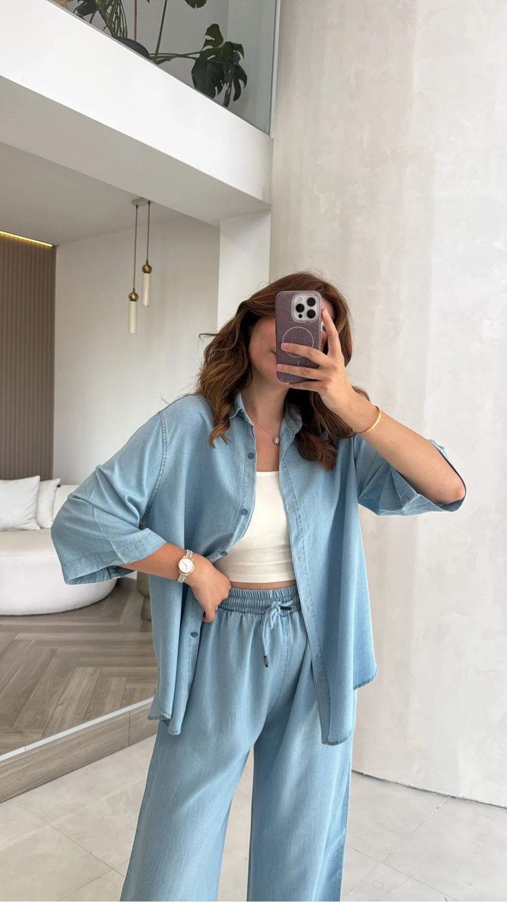 Goldie Denim Gömlek Pantolon Takım - Buz Mavi - Kod: 0926