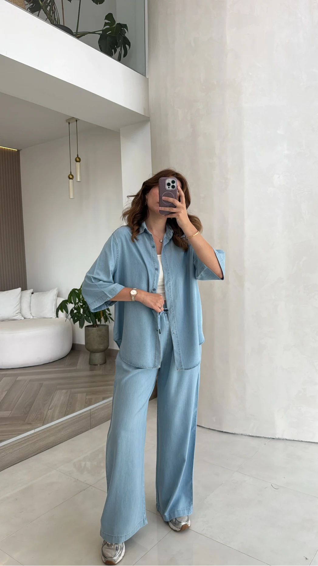 Goldie Denim Gömlek Pantolon Takım - Buz Mavi - Kod: 0926