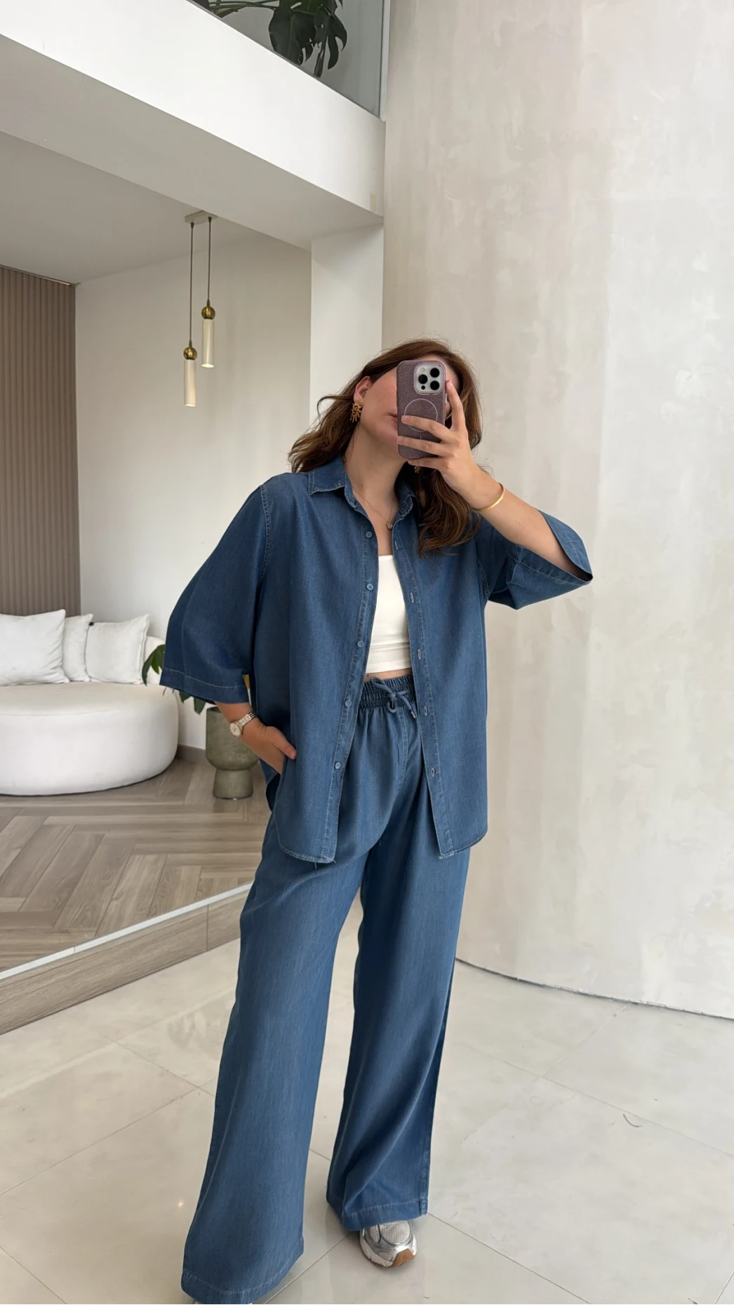 Goldie Denim Gömlek Pantolon Takım - Koyu Mavi - Kod: 0926