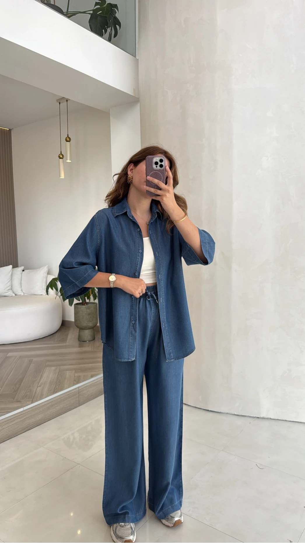 Goldie Denim Gömlek Pantolon Takım - Koyu Mavi - Kod: 0926