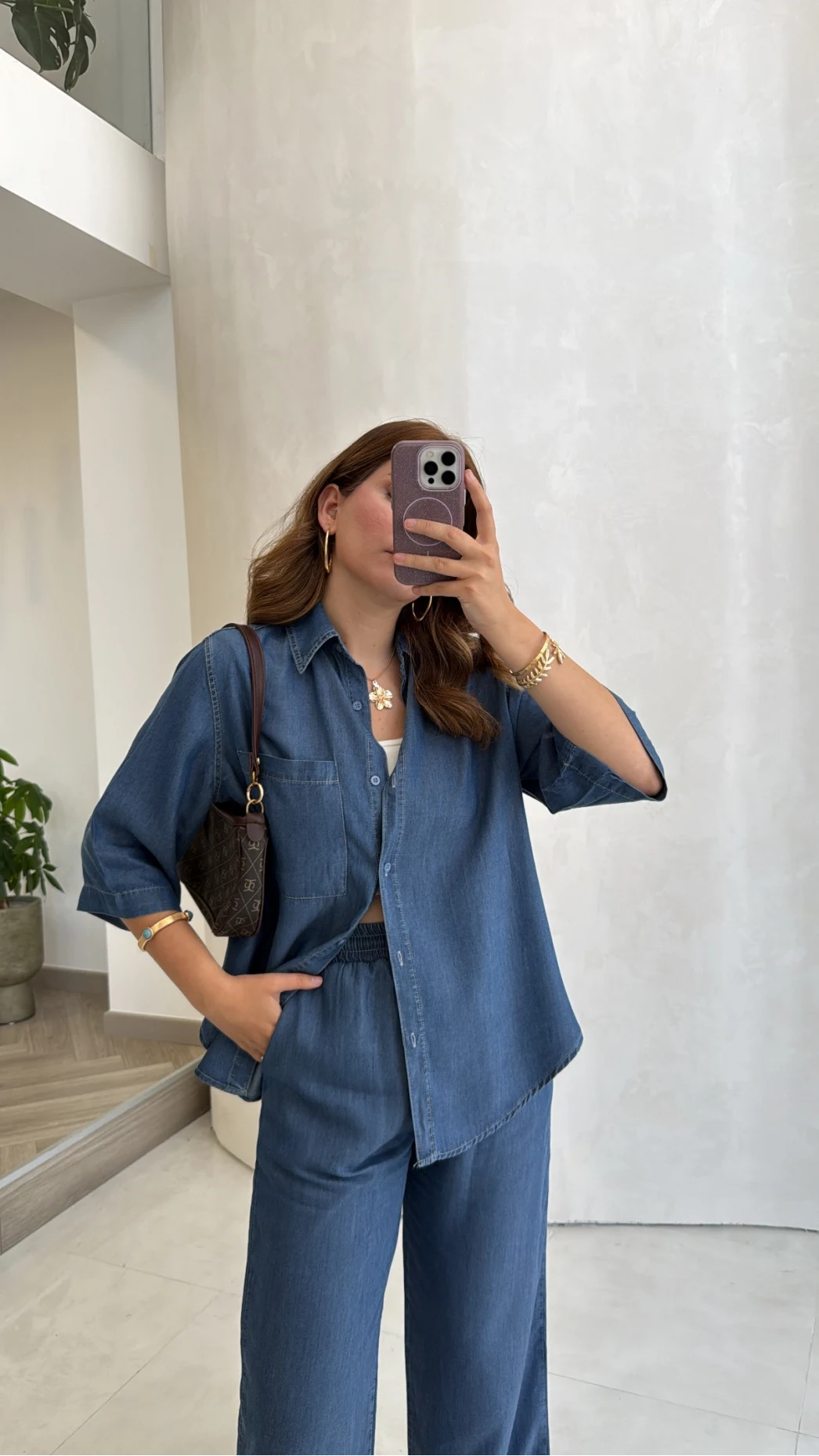 Goldie Denim Gömlek Pantolon Takım - Koyu Mavi - Kod: 0926