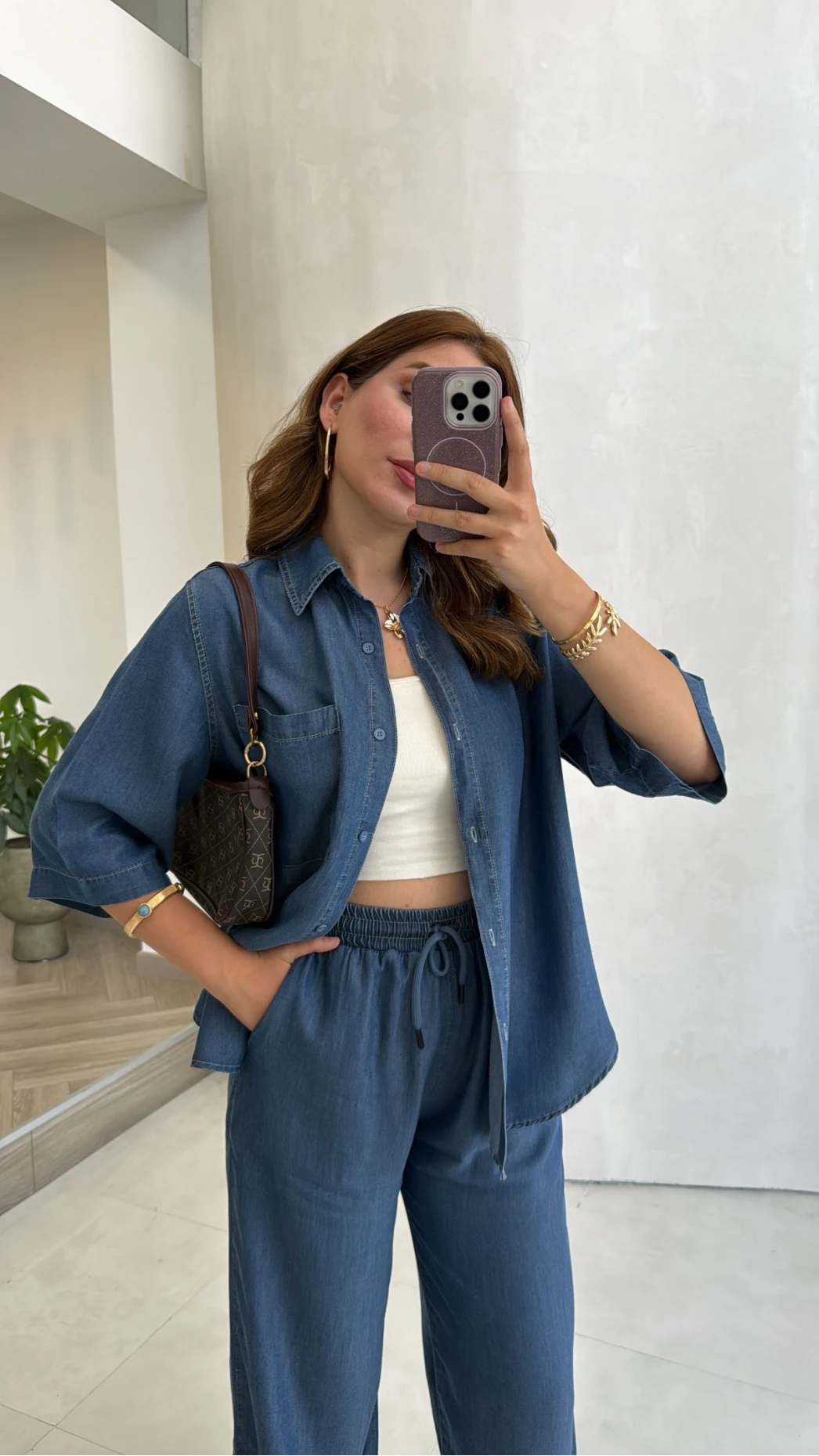 Goldie Denim Gömlek Pantolon Takım - Koyu Mavi - Kod: 0926